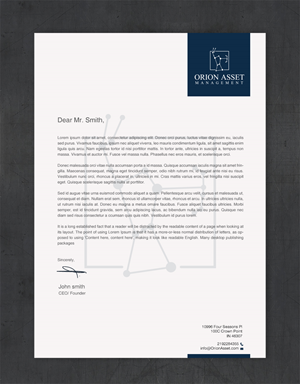 Letterhead Design by Brand aid for Orion Asset Management, LLC | Design: #33335600