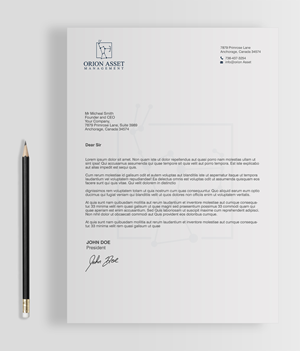 Letterhead Design by chandrayaan.creative for Orion Asset Management, LLC | Design: #33335271