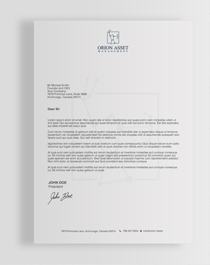 Orion Asset Management - Corporate Letter Head Project