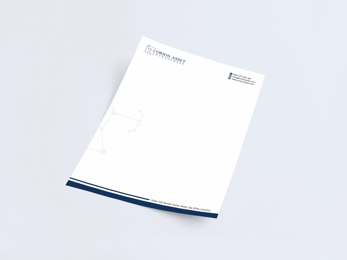 Letterhead Design by alpesh9520 for Orion Asset Management, LLC | Design #33346489