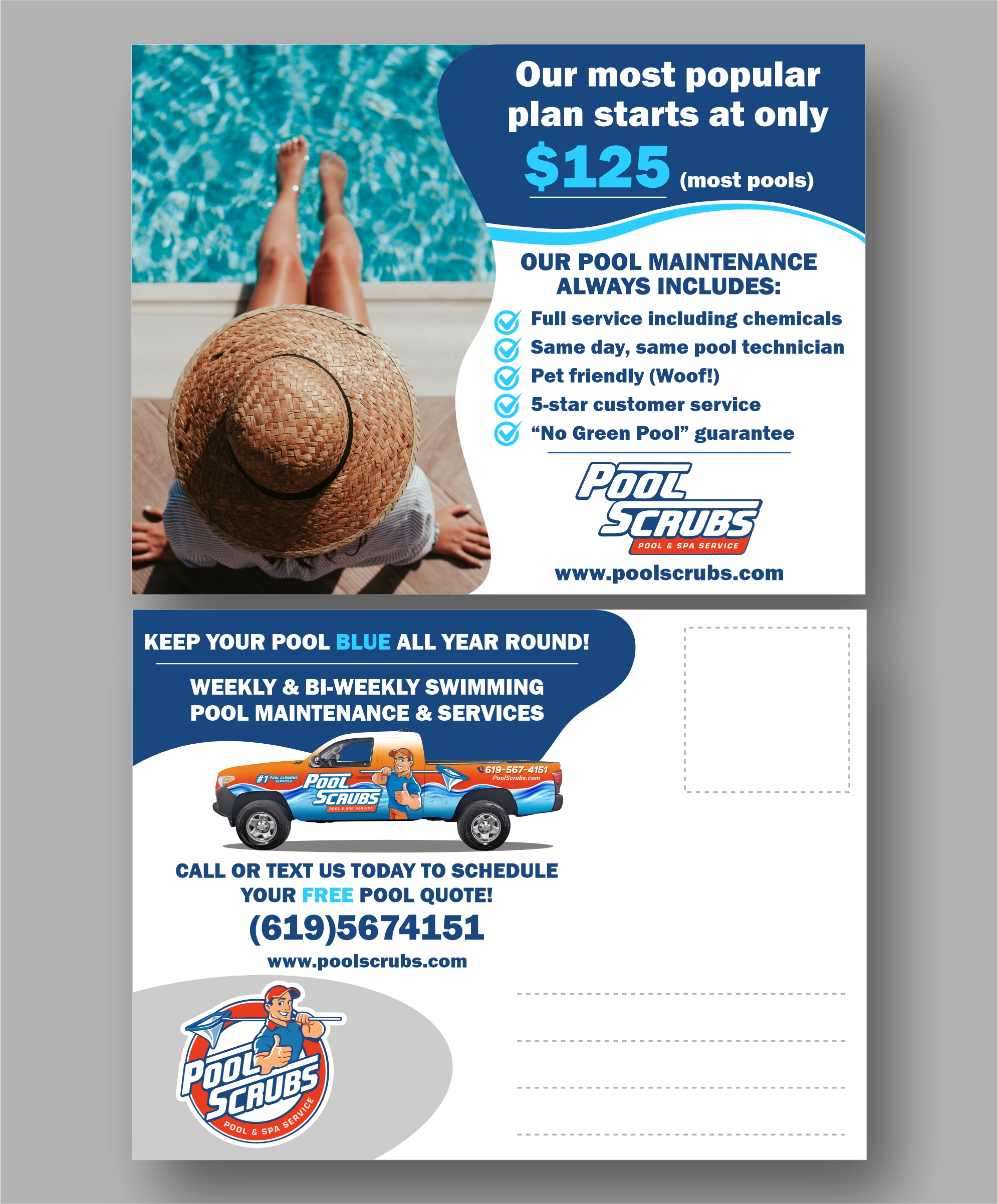 Postcard Design by erikdesign for Pool Scrubs | Design #33382825