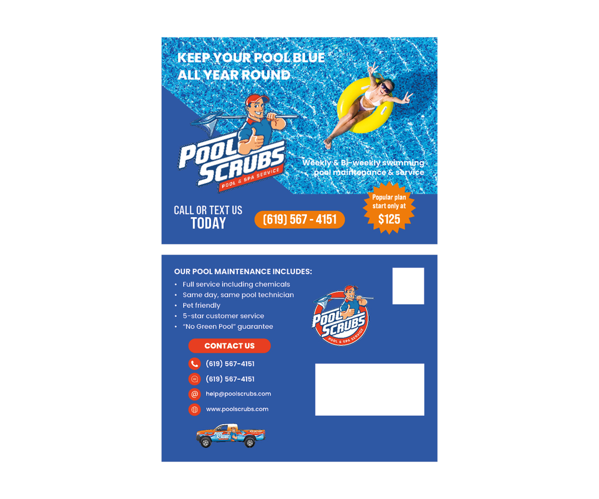 Postcard Design by Peppermint_grafik for Pool Scrubs | Design #33351219