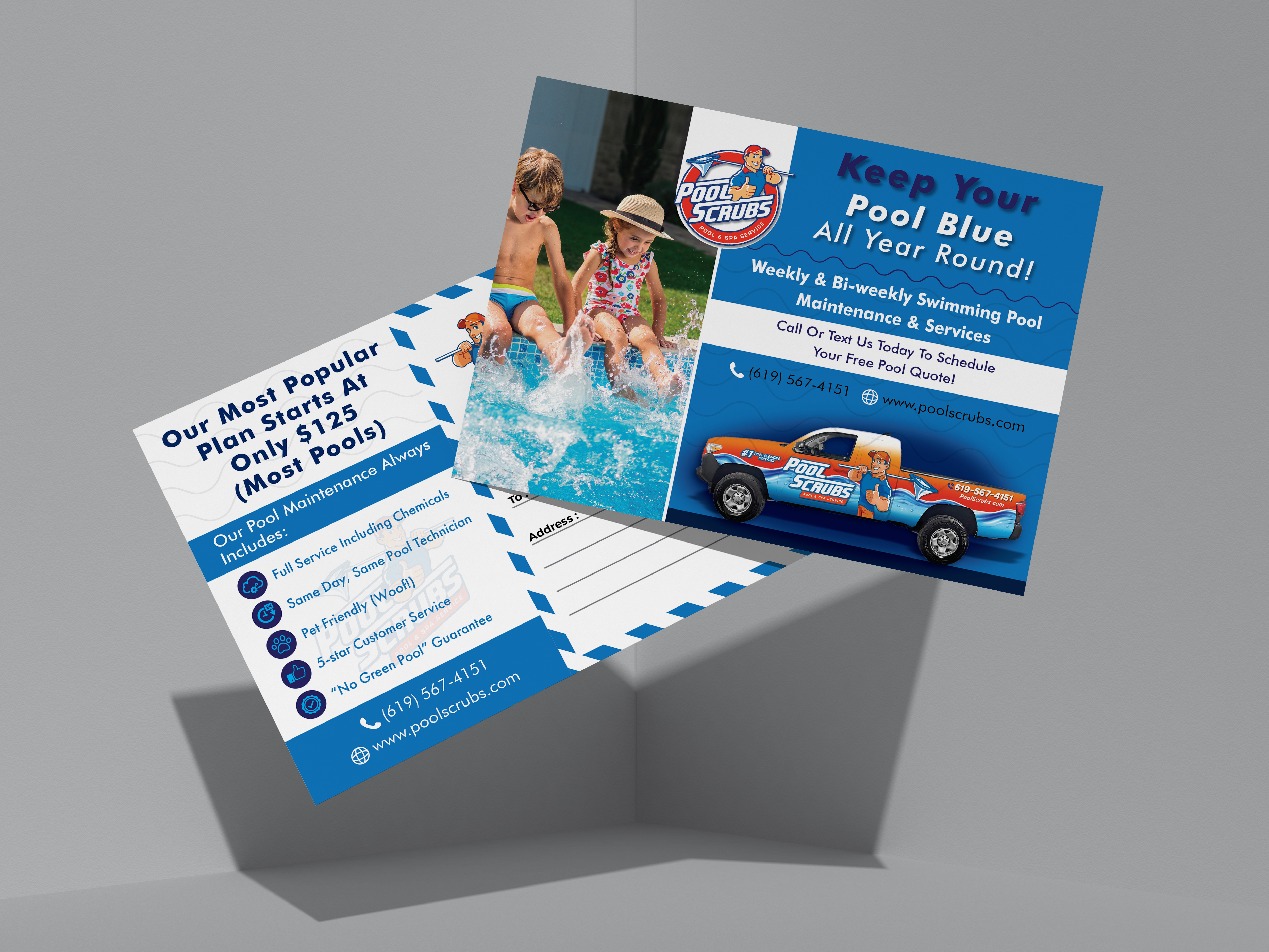 Postcard Design by HT Graphic for Pool Scrubs | Design #33358996