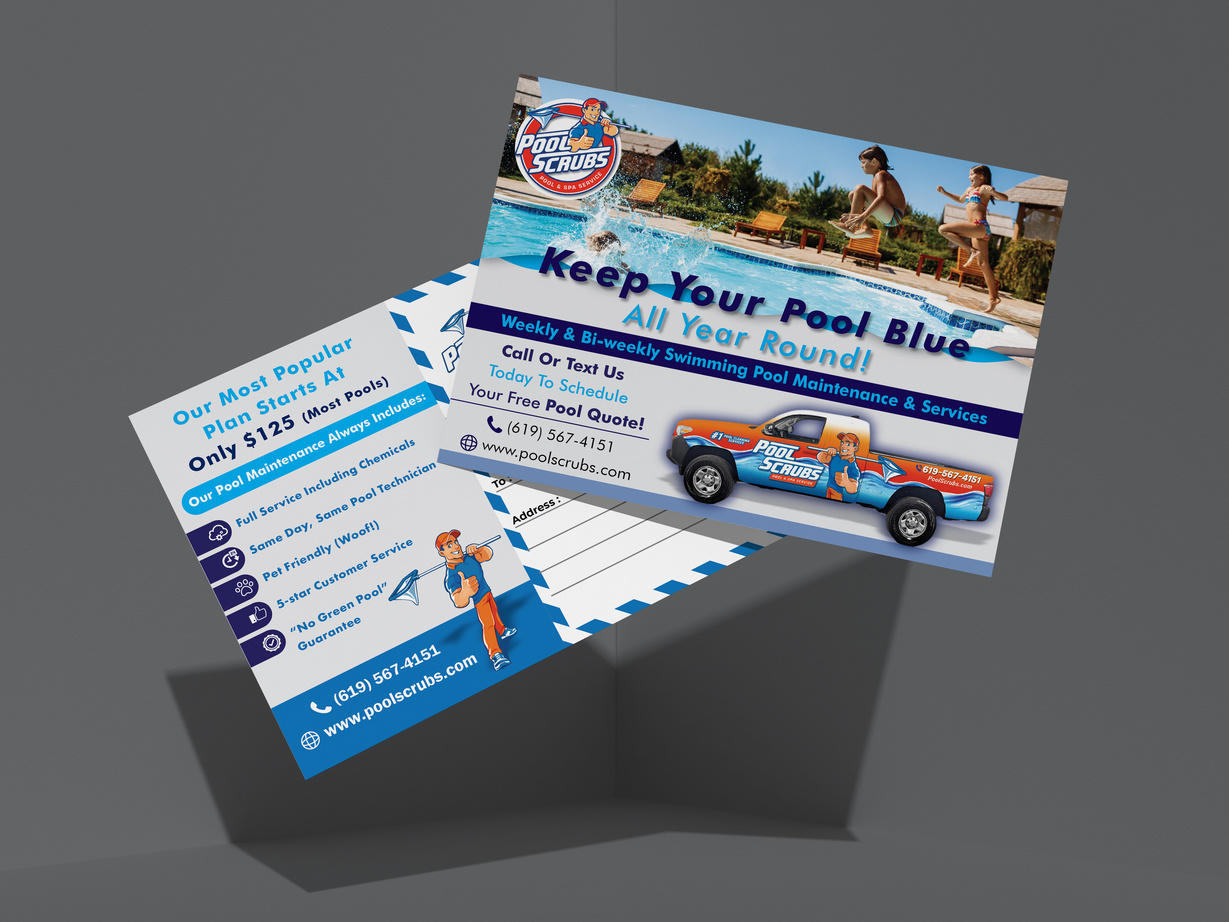 Postcard Design by HT Graphic for Pool Scrubs | Design #33359104