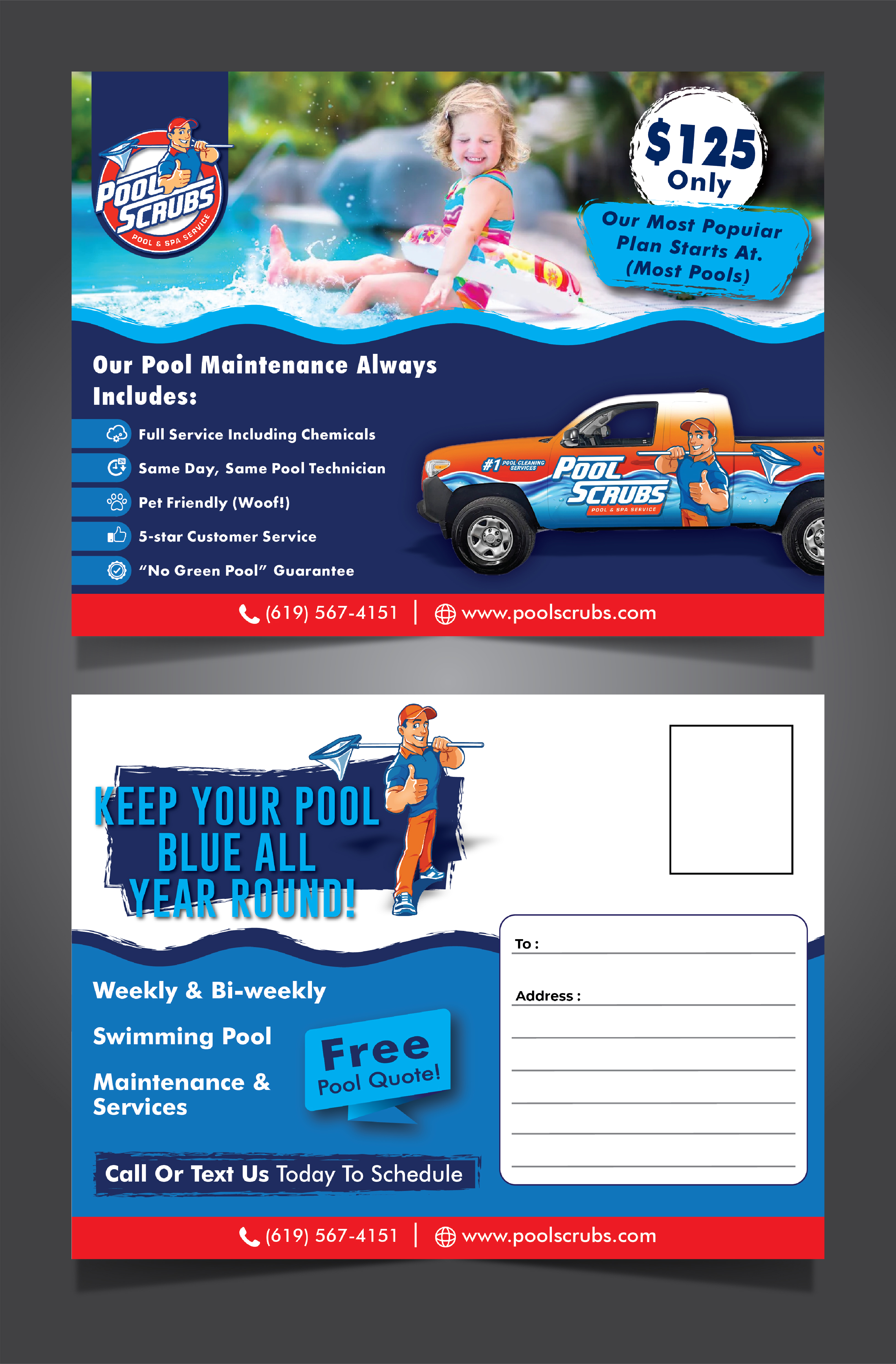 Diseño de Postal por HT Graphic para Pool Scrubs | Diseño #33364415