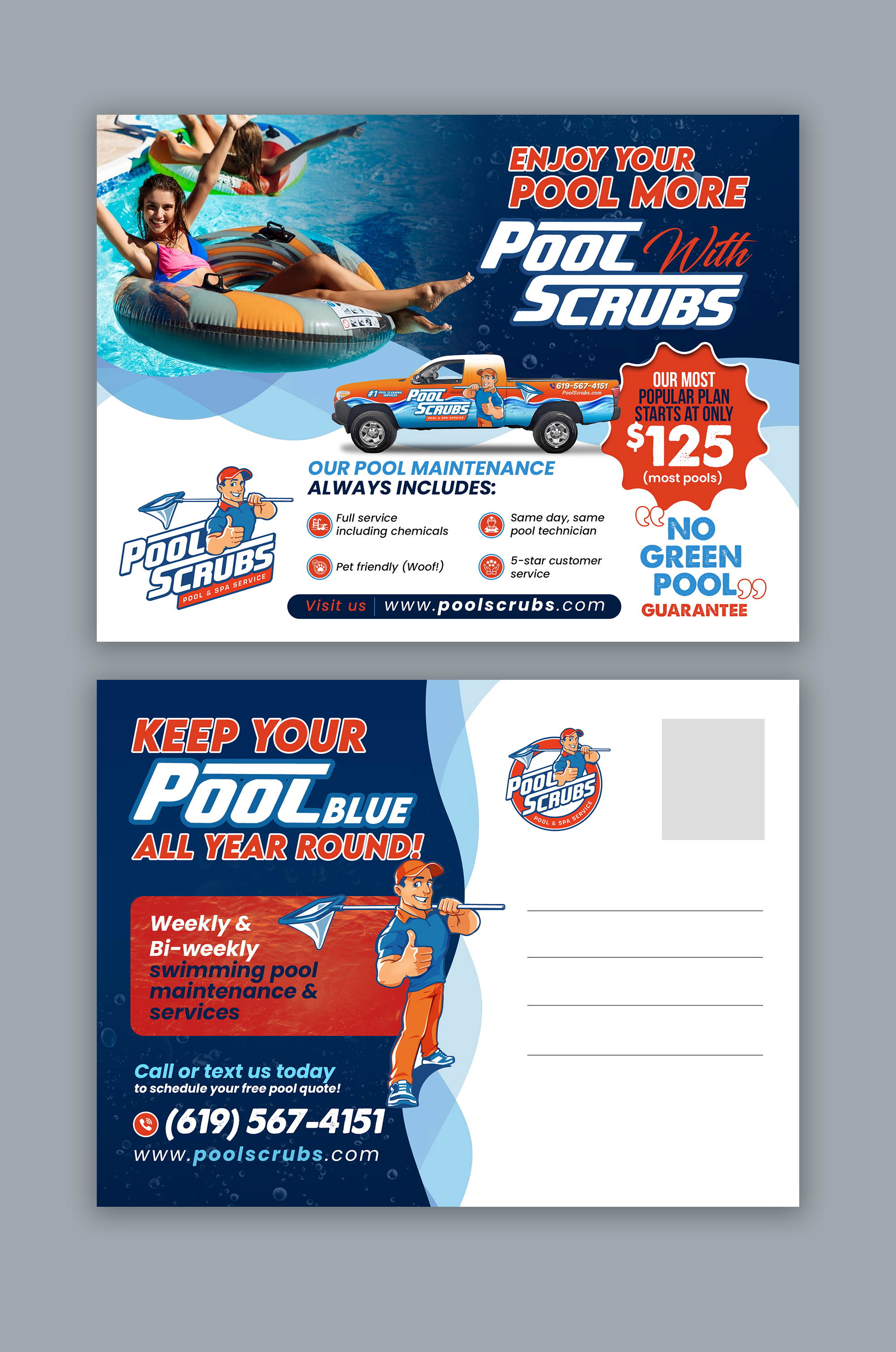 Postcard Design by debdesign for Pool Scrubs | Design #33341982