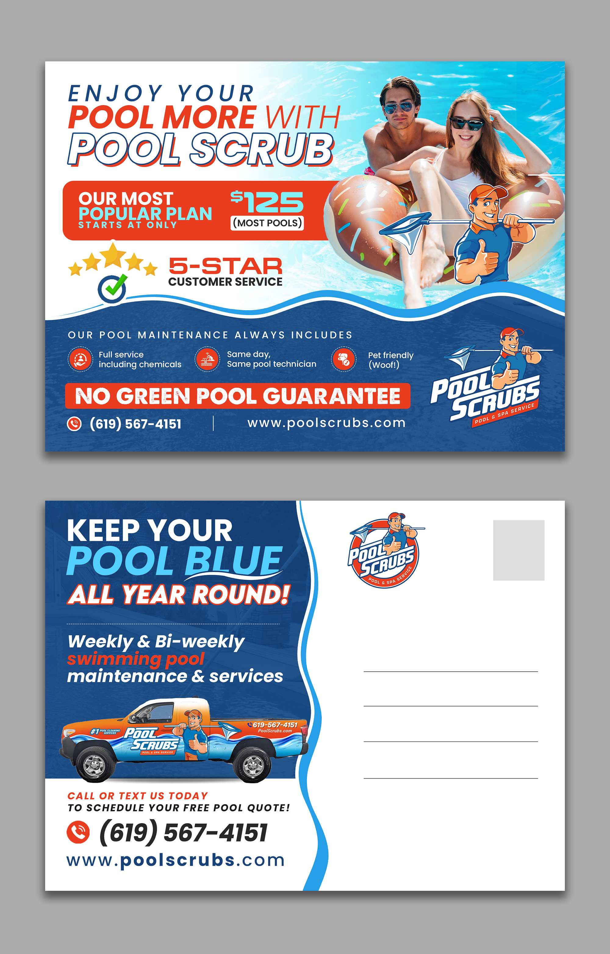 Postcard Design by debdesign for Pool Scrubs | Design #33342015
