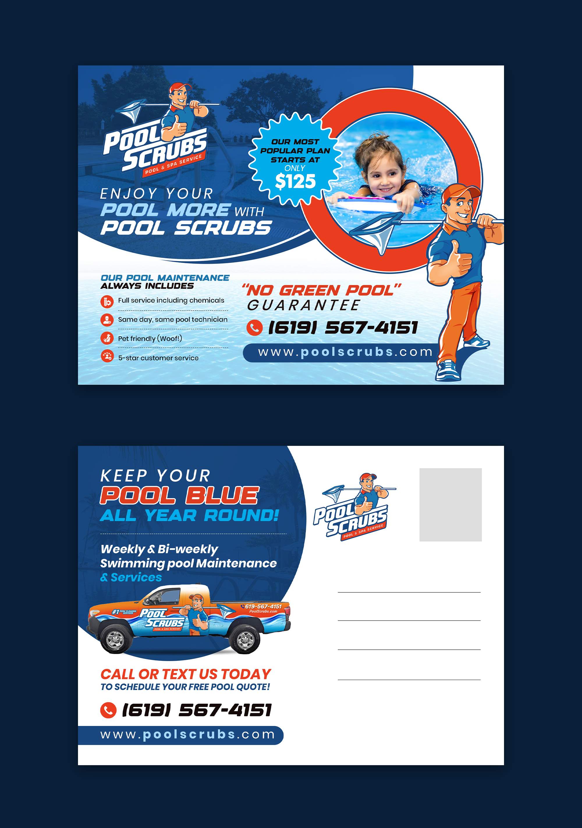 Postcard Design by debdesign for Pool Scrubs | Design #33342217