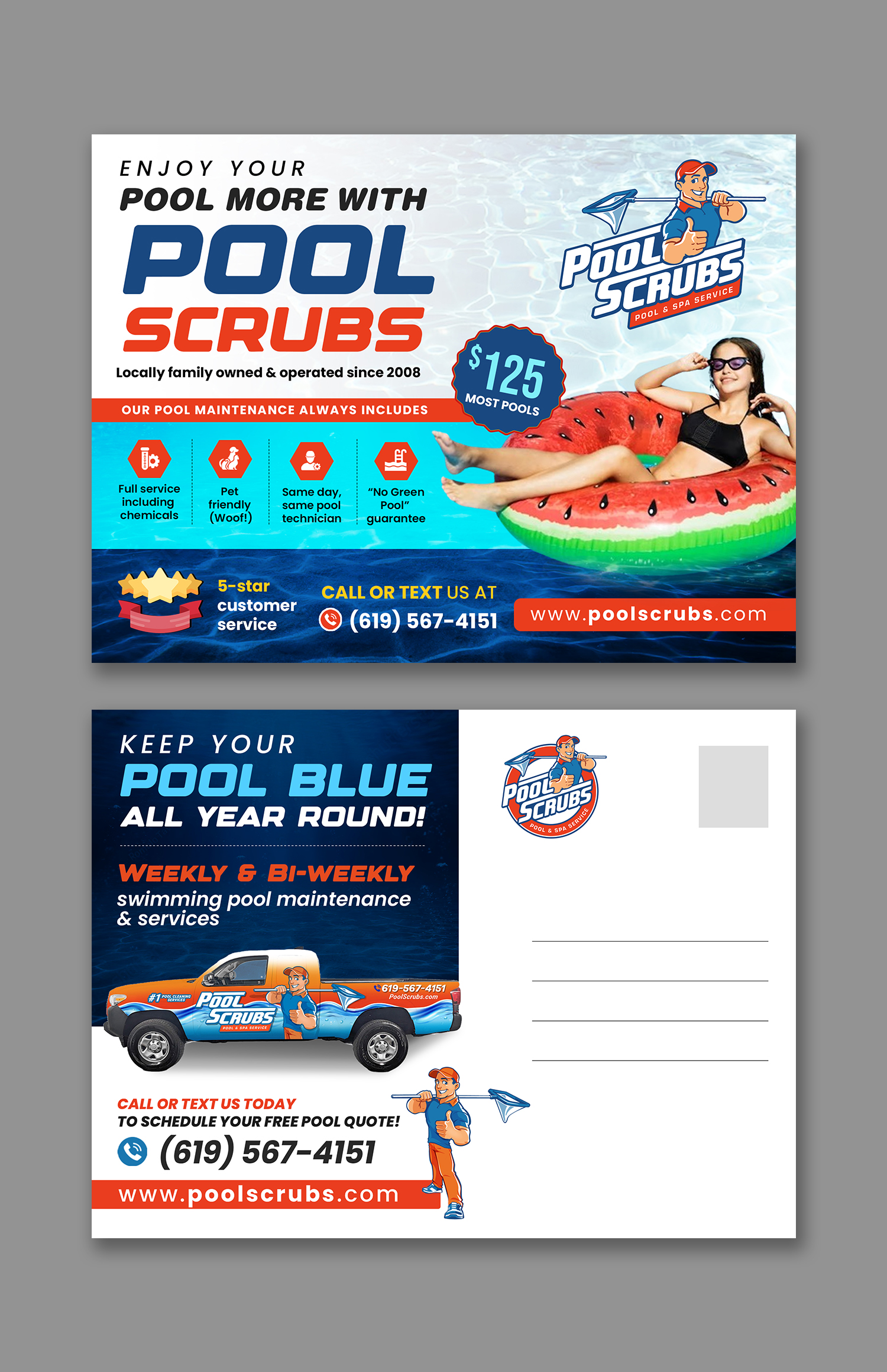 Postcard Design by debdesign for Pool Scrubs | Design #33342372