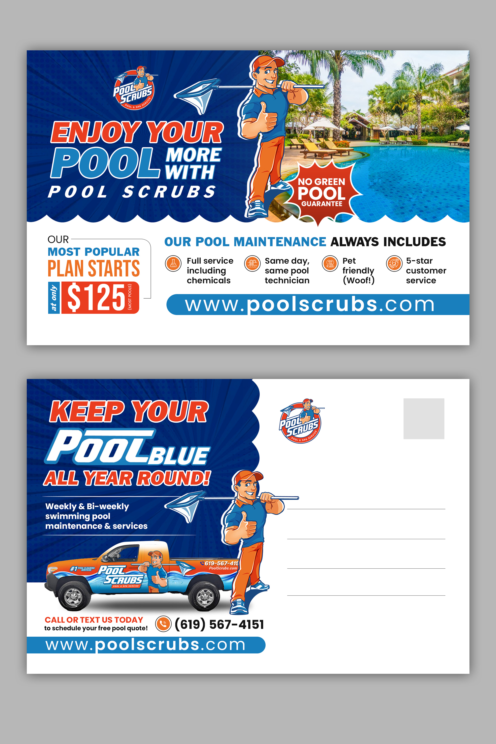 Postcard Design by debdesign for Pool Scrubs | Design #33342476