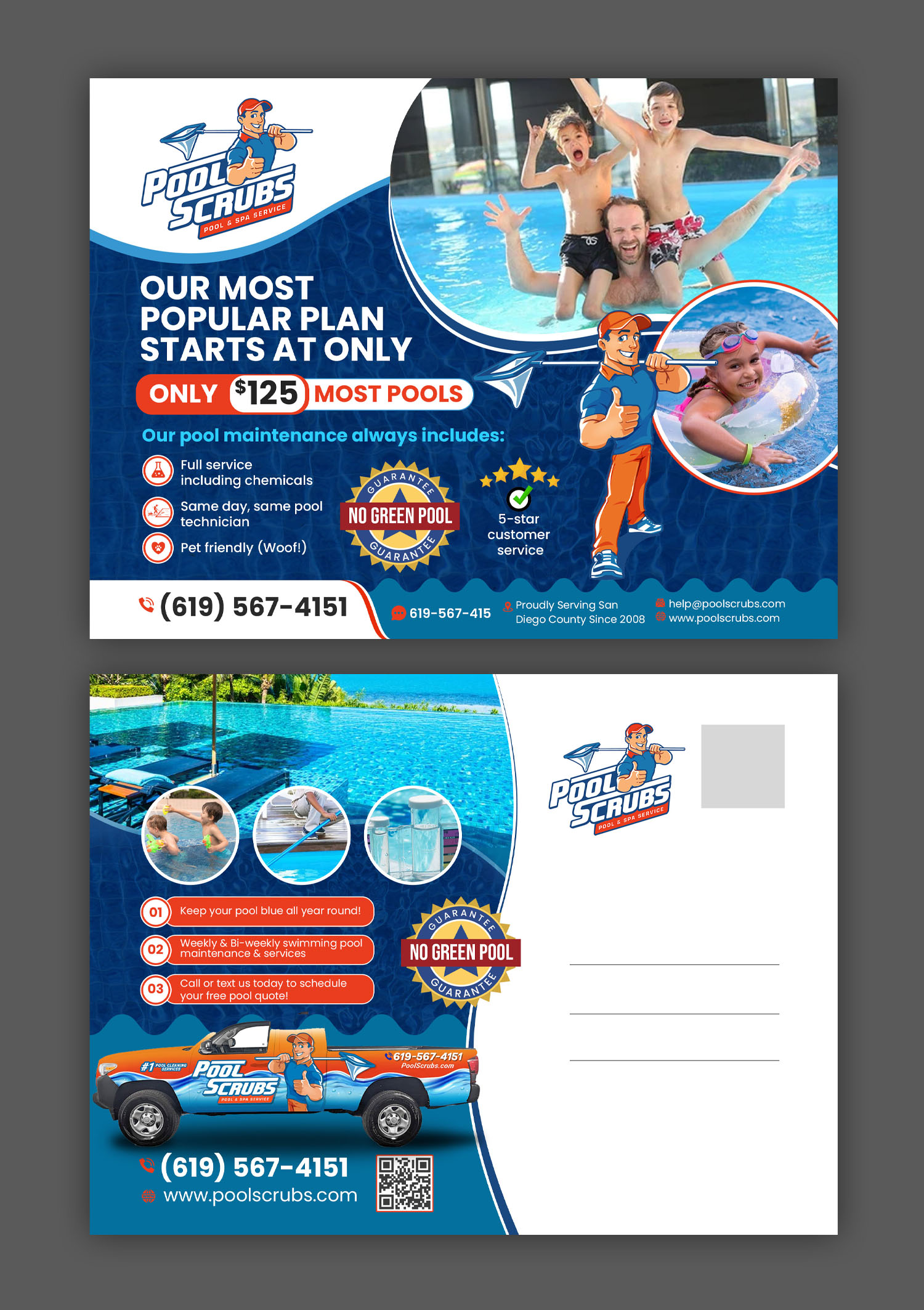 Postcard Design by debdesign for Pool Scrubs | Design #33342809