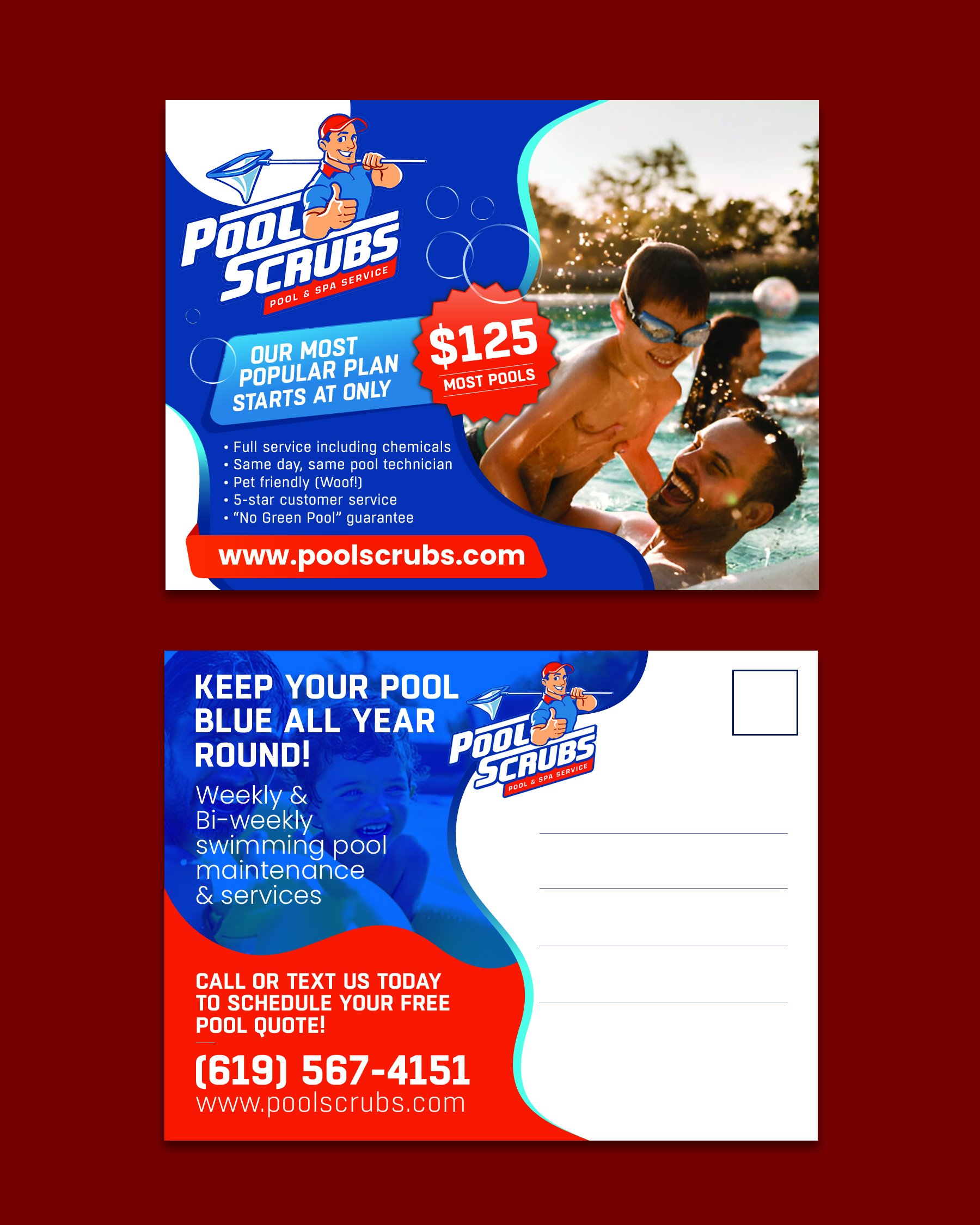 Postcard Design by chandrayaan.creative for Pool Scrubs | Design #33347795