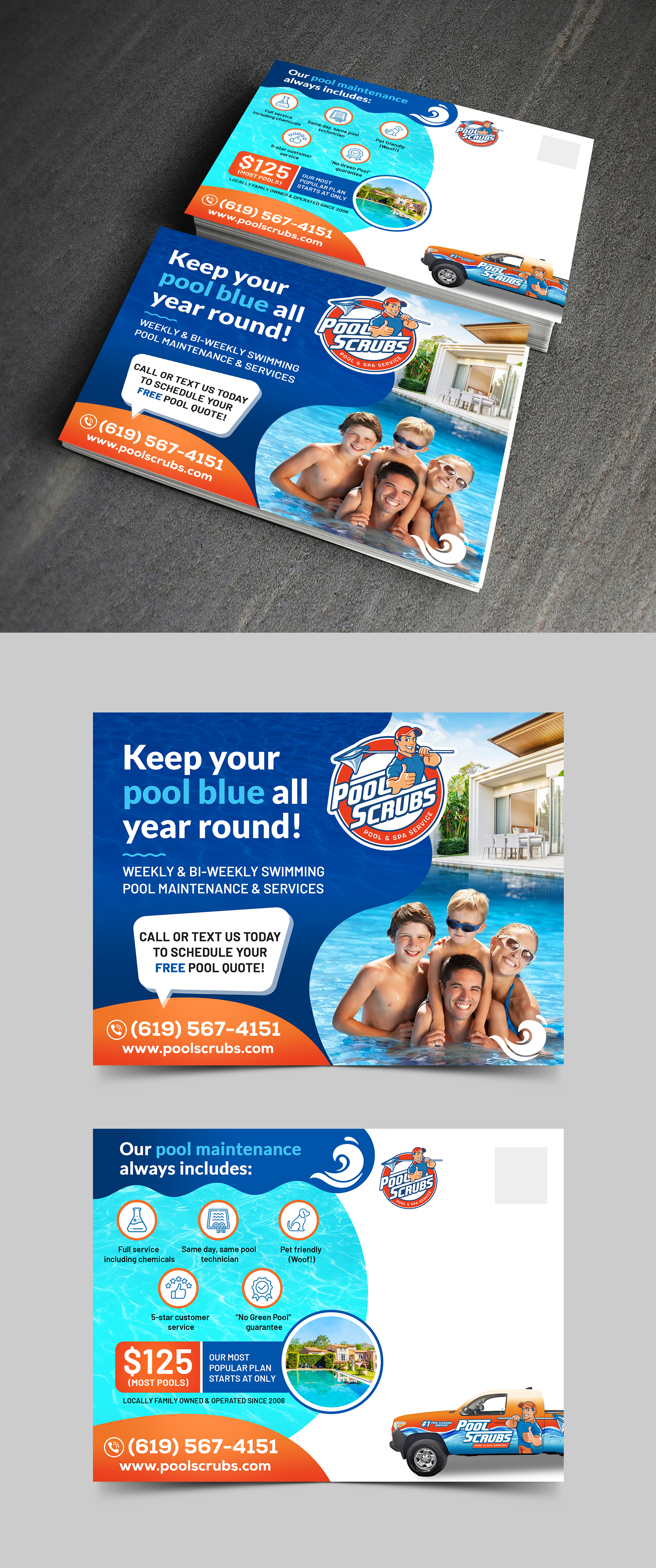 Postcard Design by APJ Creative for Pool Scrubs | Design #33344566
