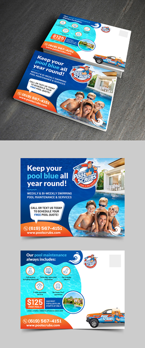 Postcard Design by APJ Creative for Pool Scrubs | Design: #33344566