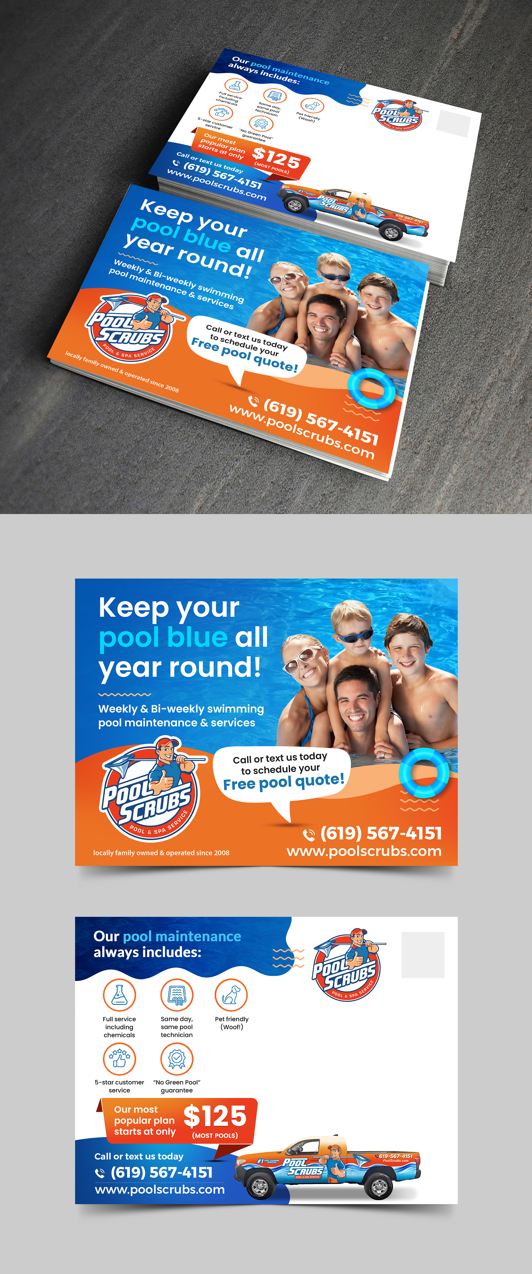 Postcard Design by APJ Creative for Pool Scrubs | Design #33349112