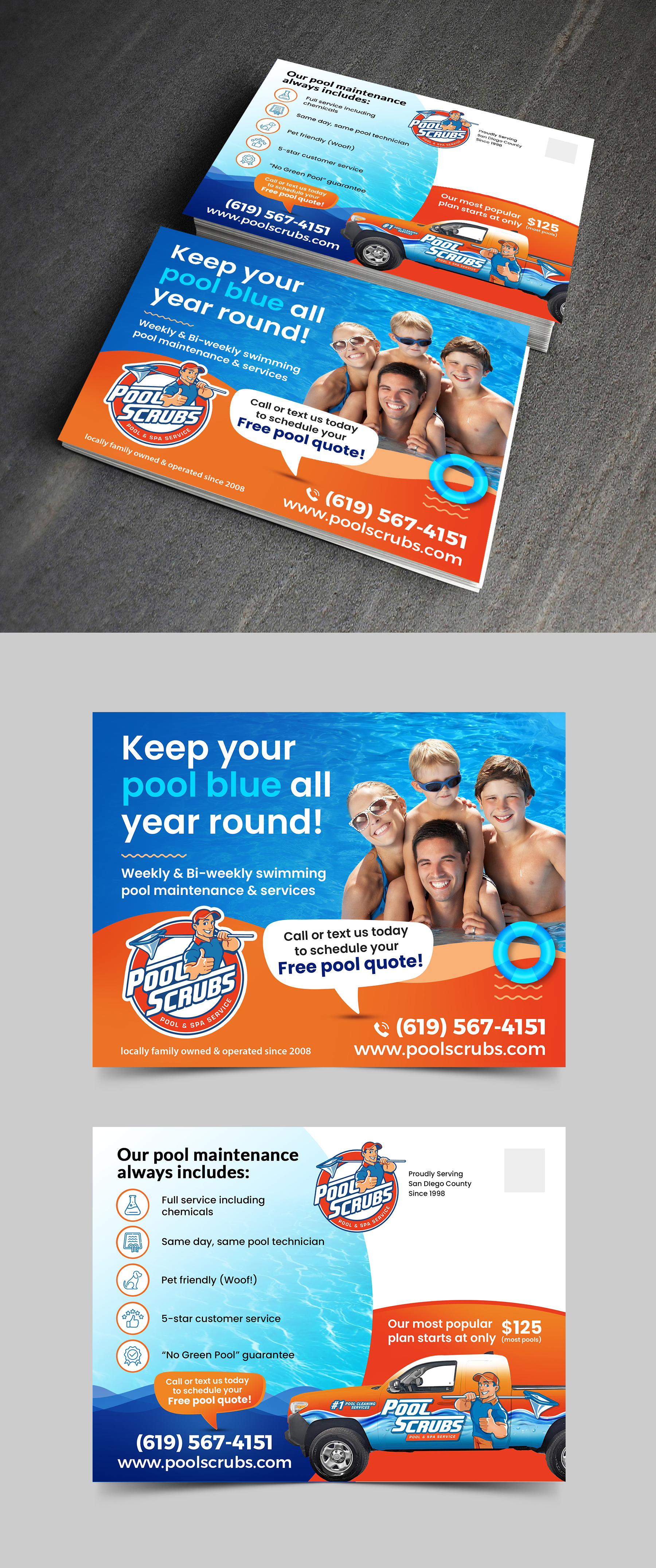 Postcard Design by APJ Creative for Pool Scrubs | Design #33356356