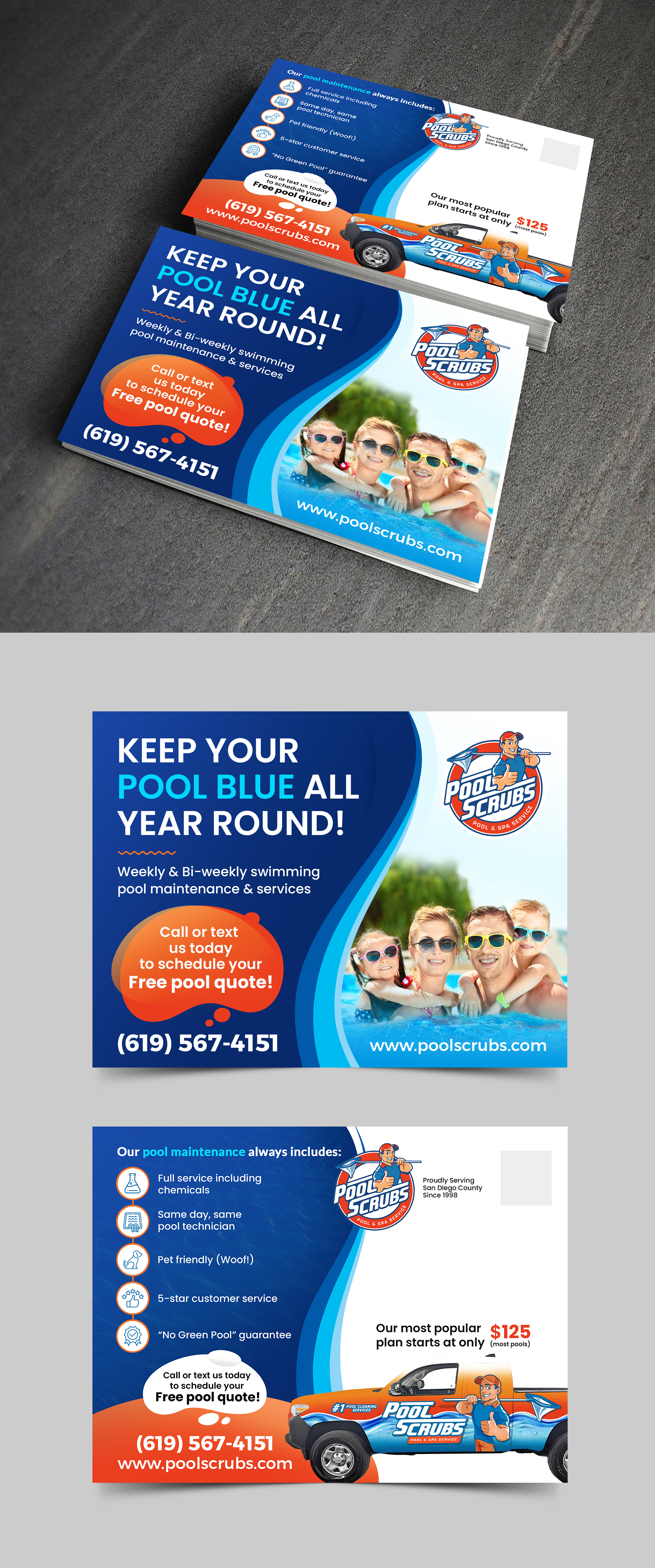 Postcard Design by APJ Creative for Pool Scrubs | Design #33357981