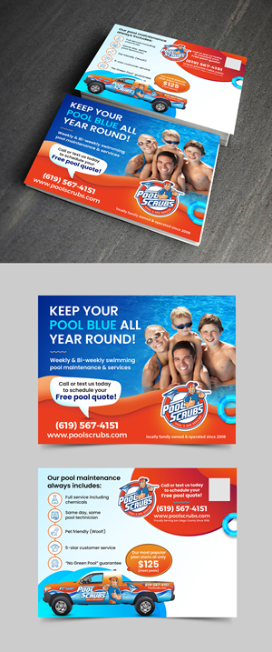 Postcard Design by APJ Creative for Pool Scrubs | Design: #33362176