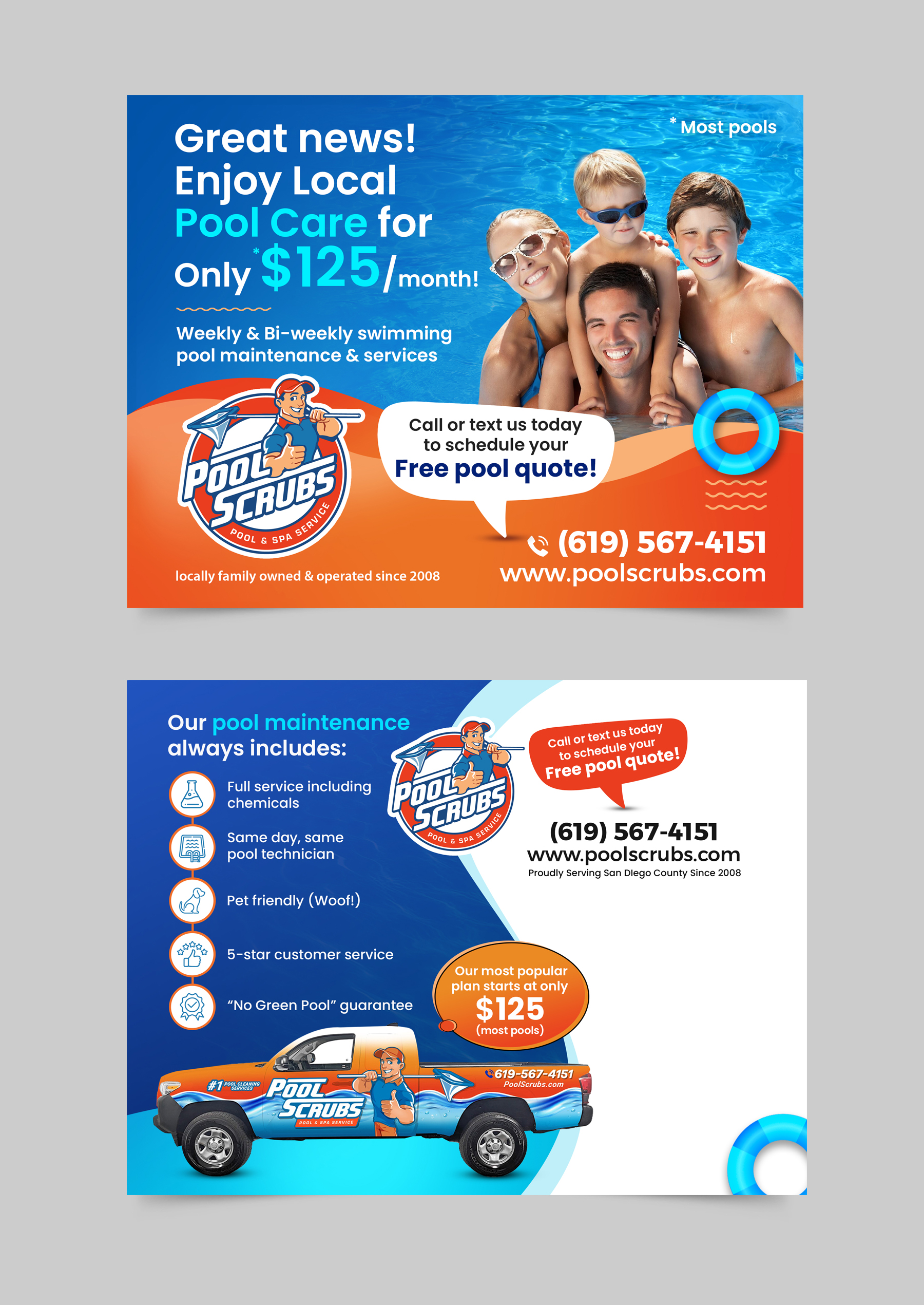 Postcard Design by APJ Creative for Pool Scrubs | Design #33428891