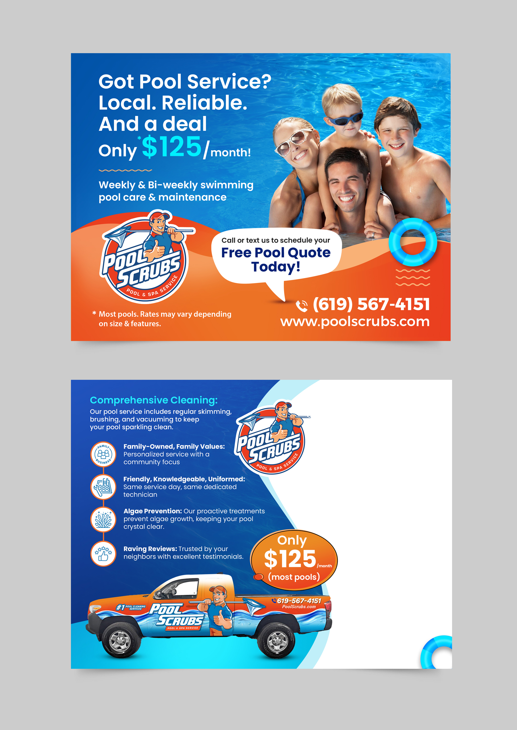 Postcard Design by APJ Creative for Pool Scrubs | Design #33456438