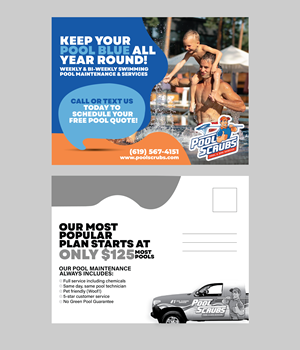 Postcard Design by 3Guys for Pool Scrubs | Design: #33362891