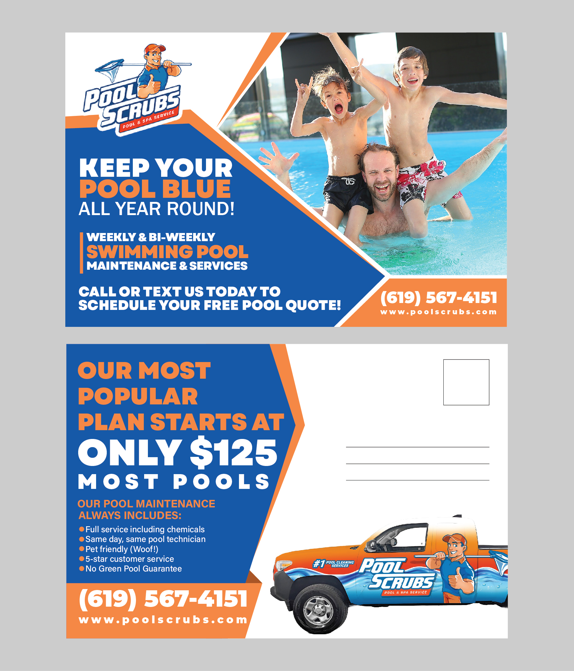Postcard Design by 3Guys for Pool Scrubs | Design #33363446