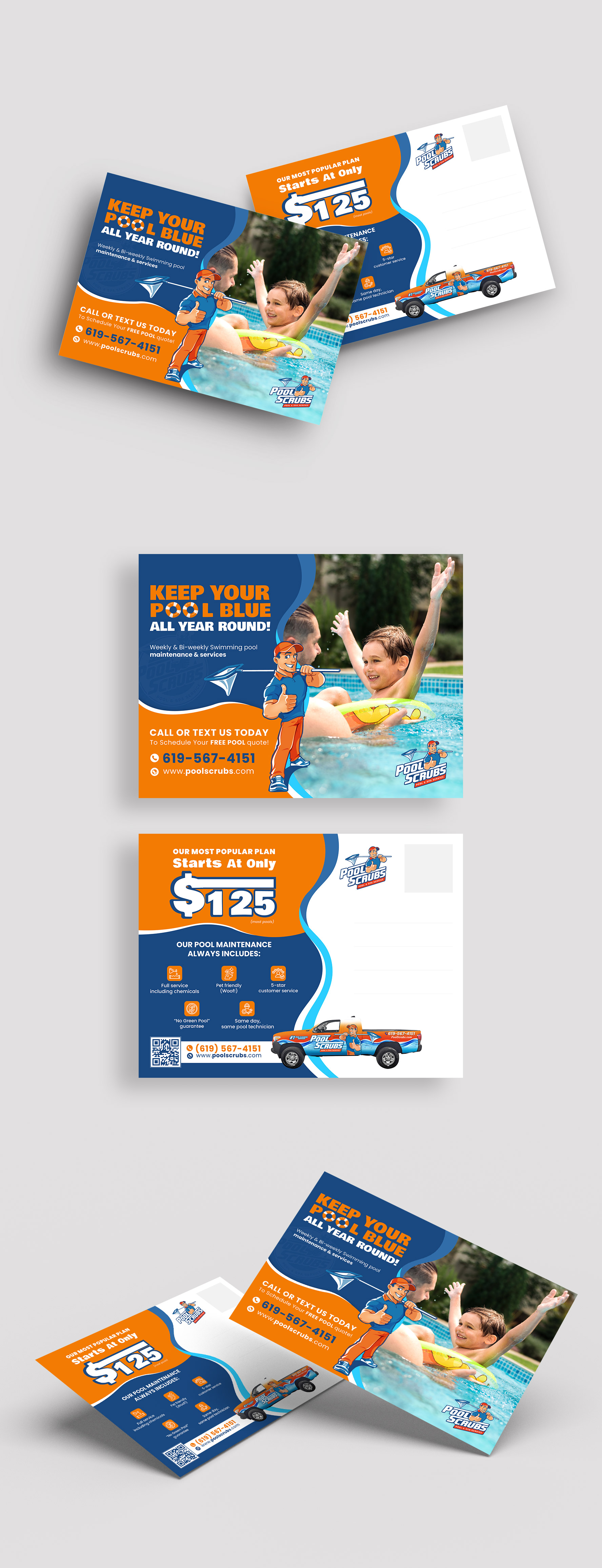 Postcard Design by vcreatived for Pool Scrubs | Design #33354524