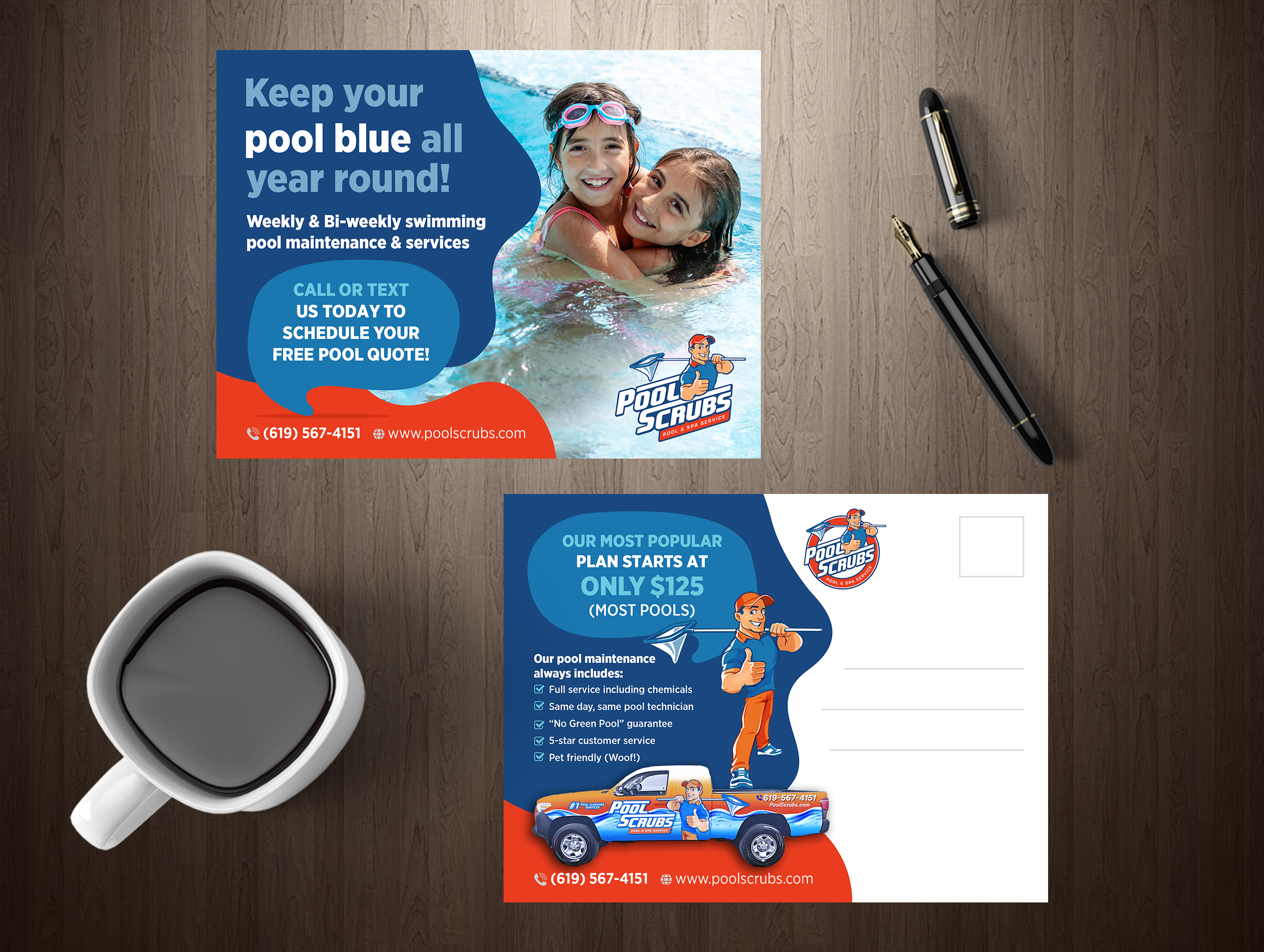 Postcard Design by GraphicsGuru for Pool Scrubs | Design #33345893