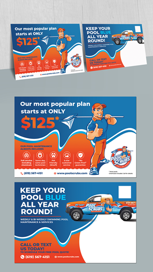 Postcard Design by BLUE WINGS for Pool Scrubs | Design #33357482