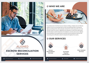 Diseño de Flyer por pb para Aligned Escrow Solutions | Diseño: #33344943