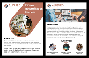 Diseño de Flyer por pb para Aligned Escrow Solutions | Diseño: #33350146