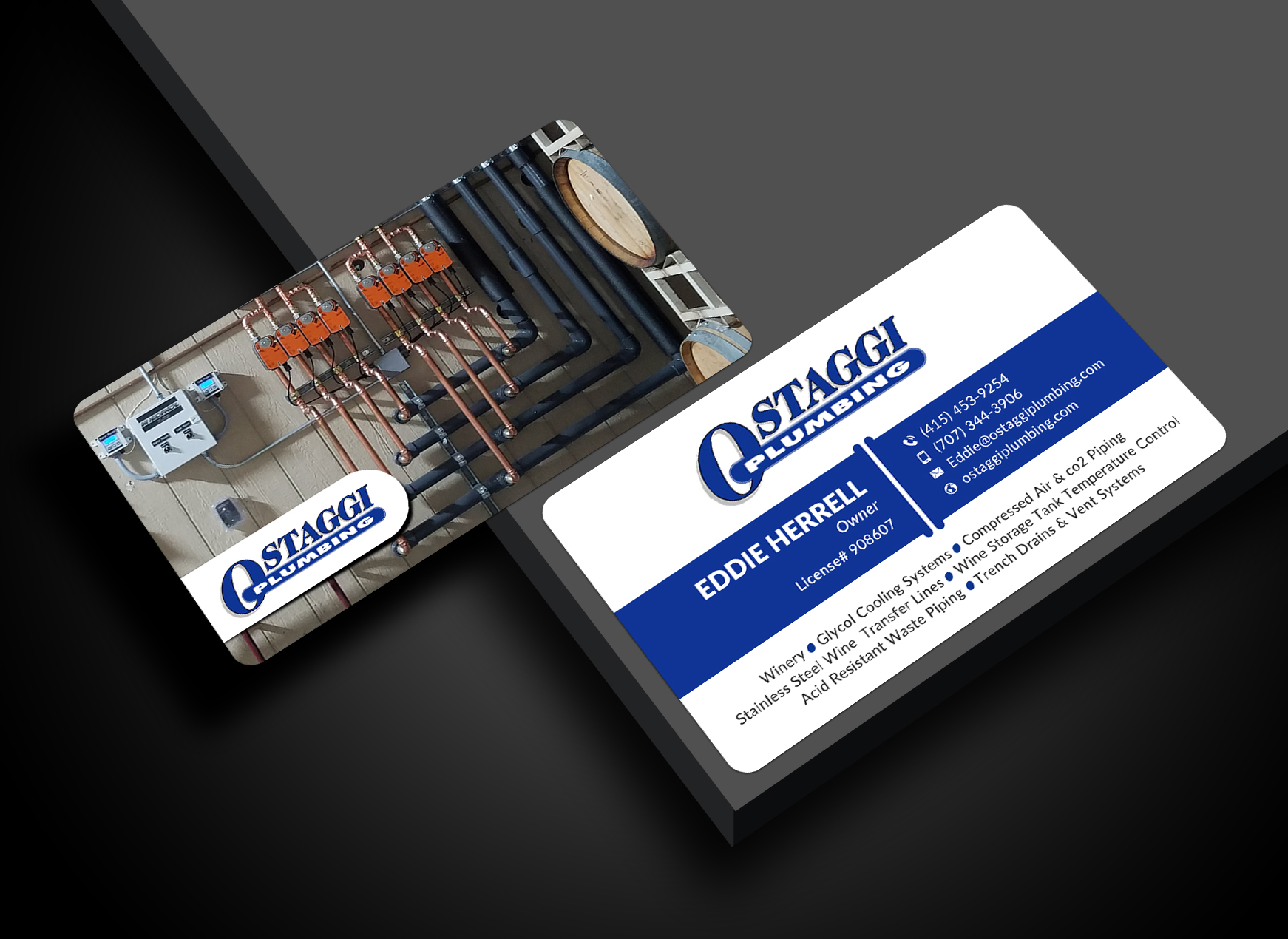 Business Card Design by Sun Moon Graphic Designer for Ostaggi Plumbing | Design #33364811