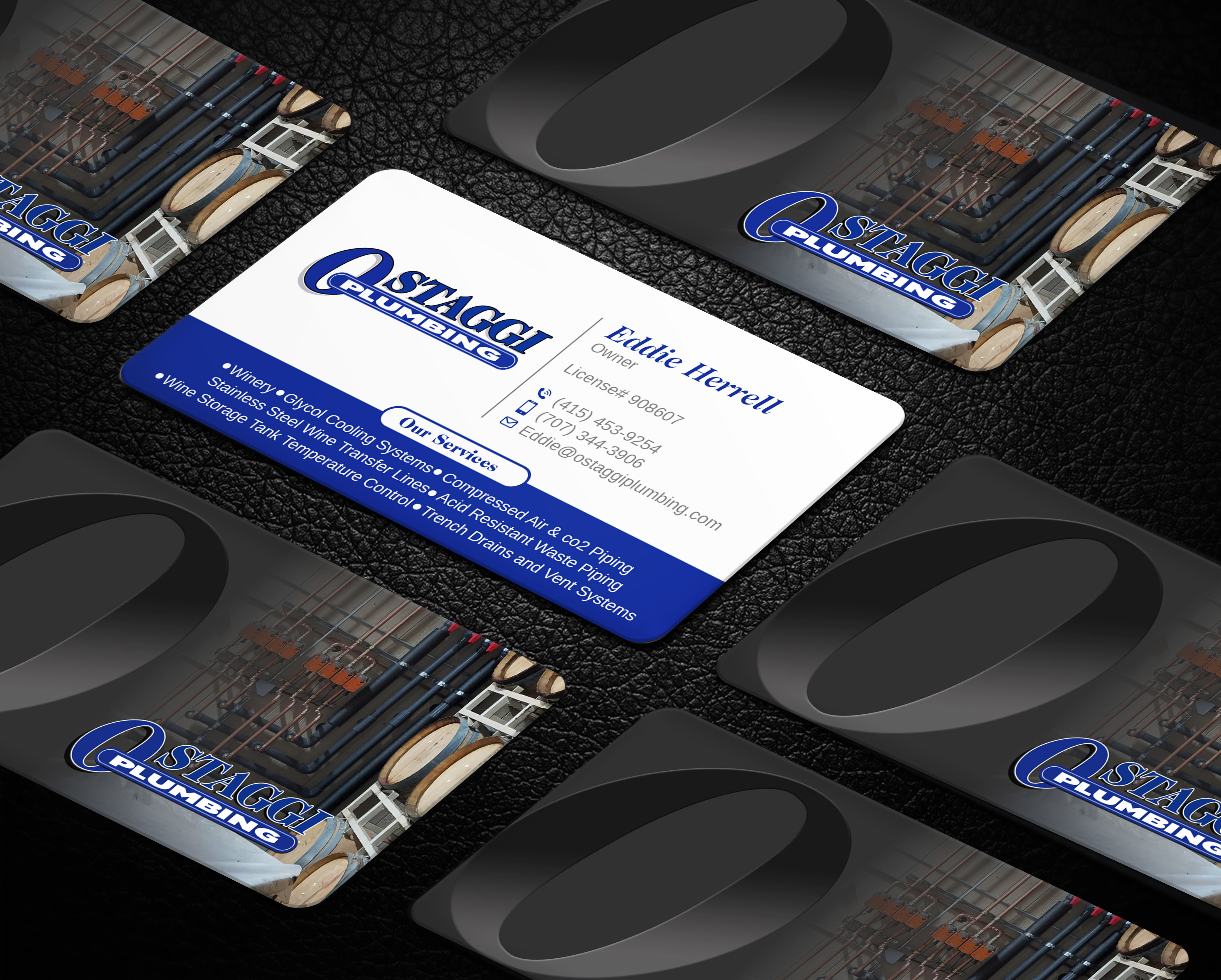 Business Card Design by LAXMI DESIGNHUB for Ostaggi Plumbing | Design #33365425