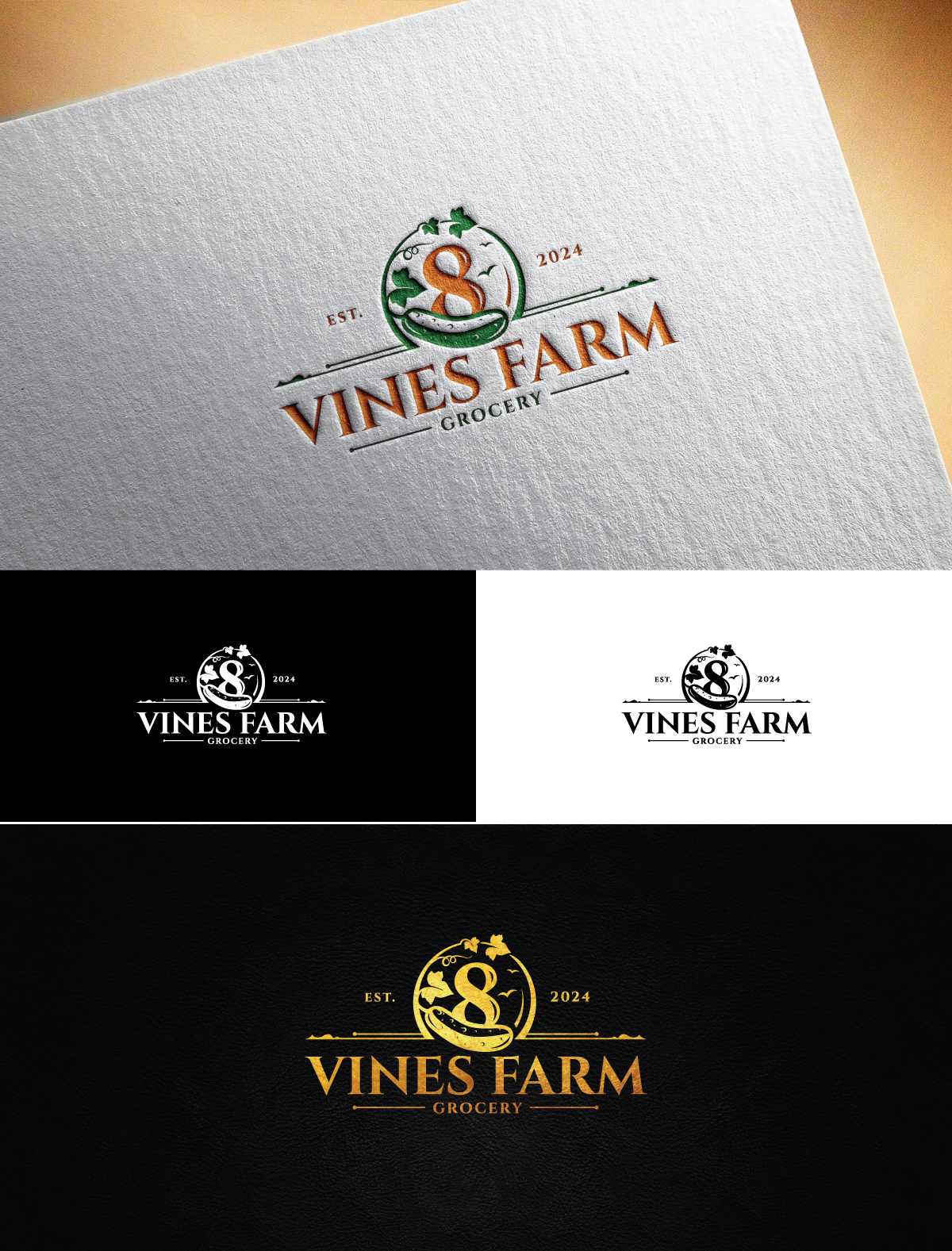 Logo Design by Logo Stock for 8 Vines Farm | Design #33367388