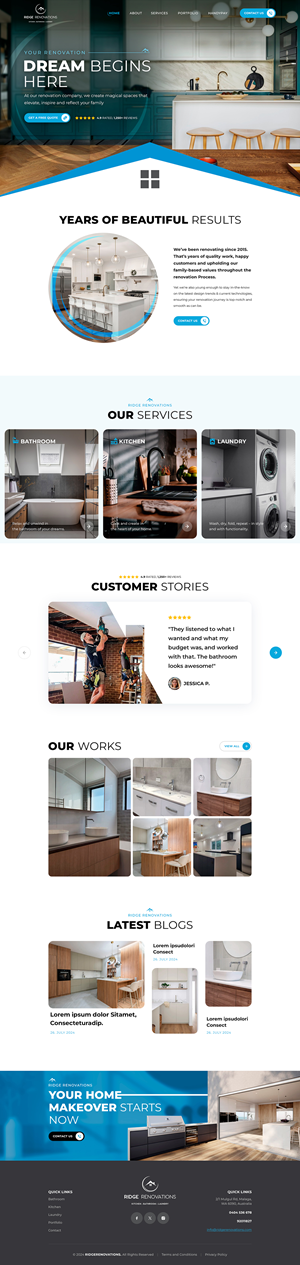 Ridge Renovations - Re design website for shopify &amp; update logo