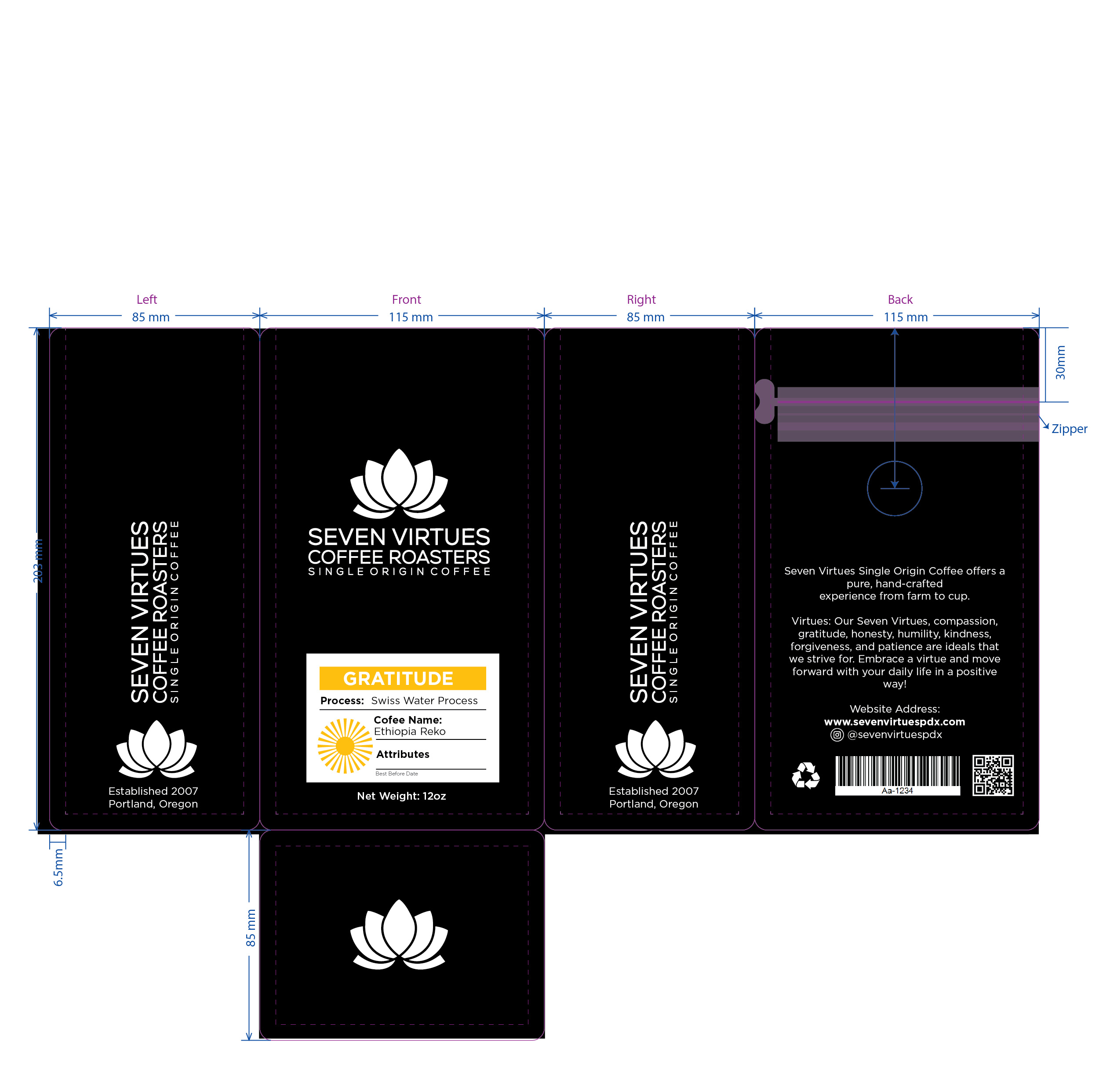 Packaging Design by Sergio Coelho for Seven Virtues Coffee Roasters | Design #33427845