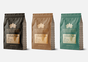 Packaging Design by MarkoE for Seven Virtues Coffee Roasters | Design: #33458072