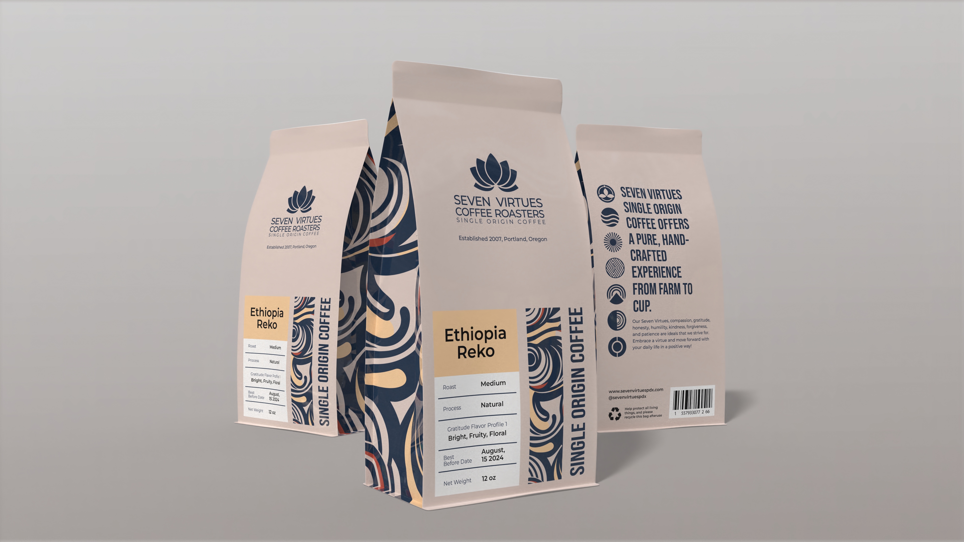 Packaging Design by Rosiana Design for Seven Virtues Coffee Roasters | Design #33437190