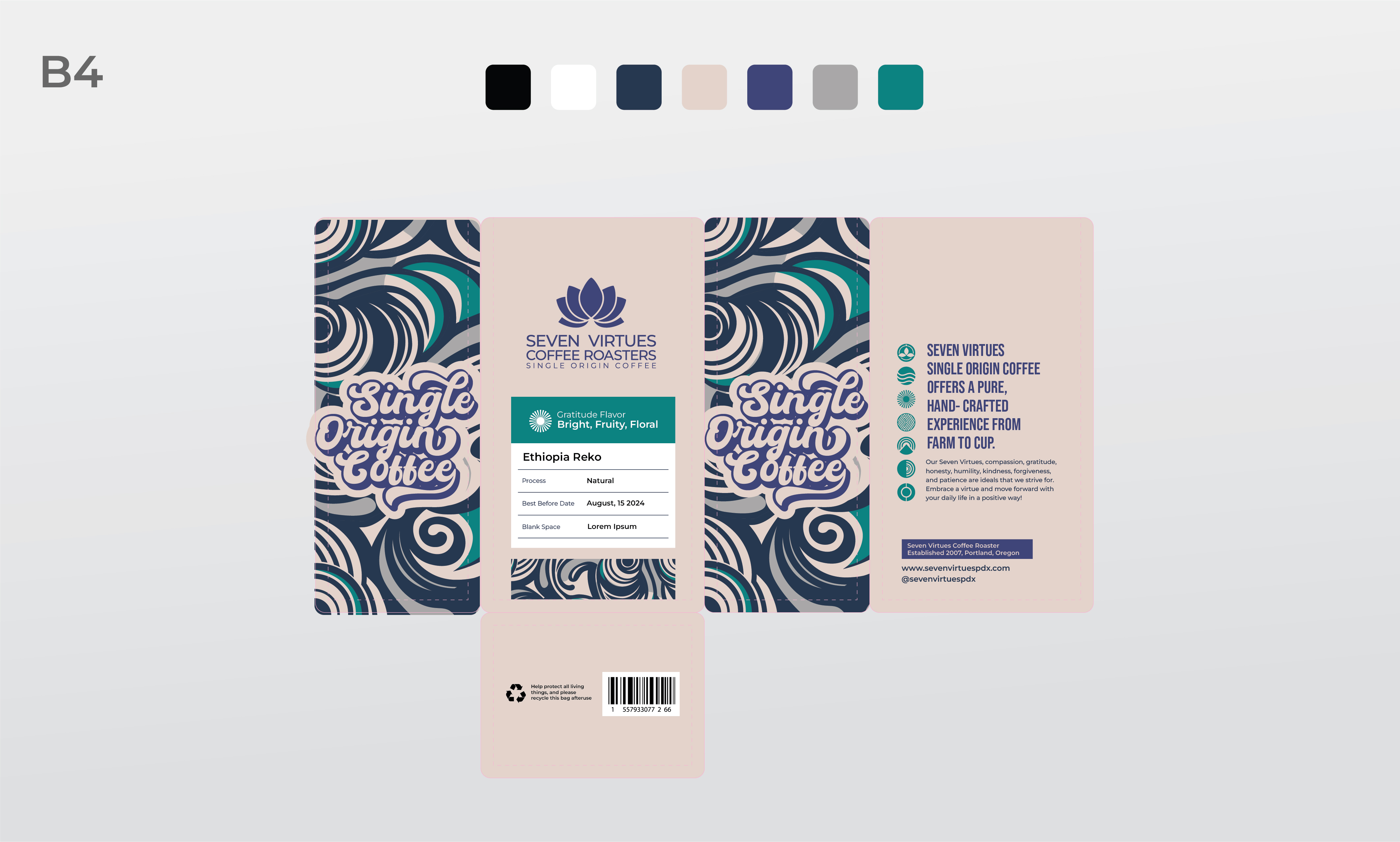 Packaging Design by Rosiana Design for Seven Virtues Coffee Roasters | Design #33453728