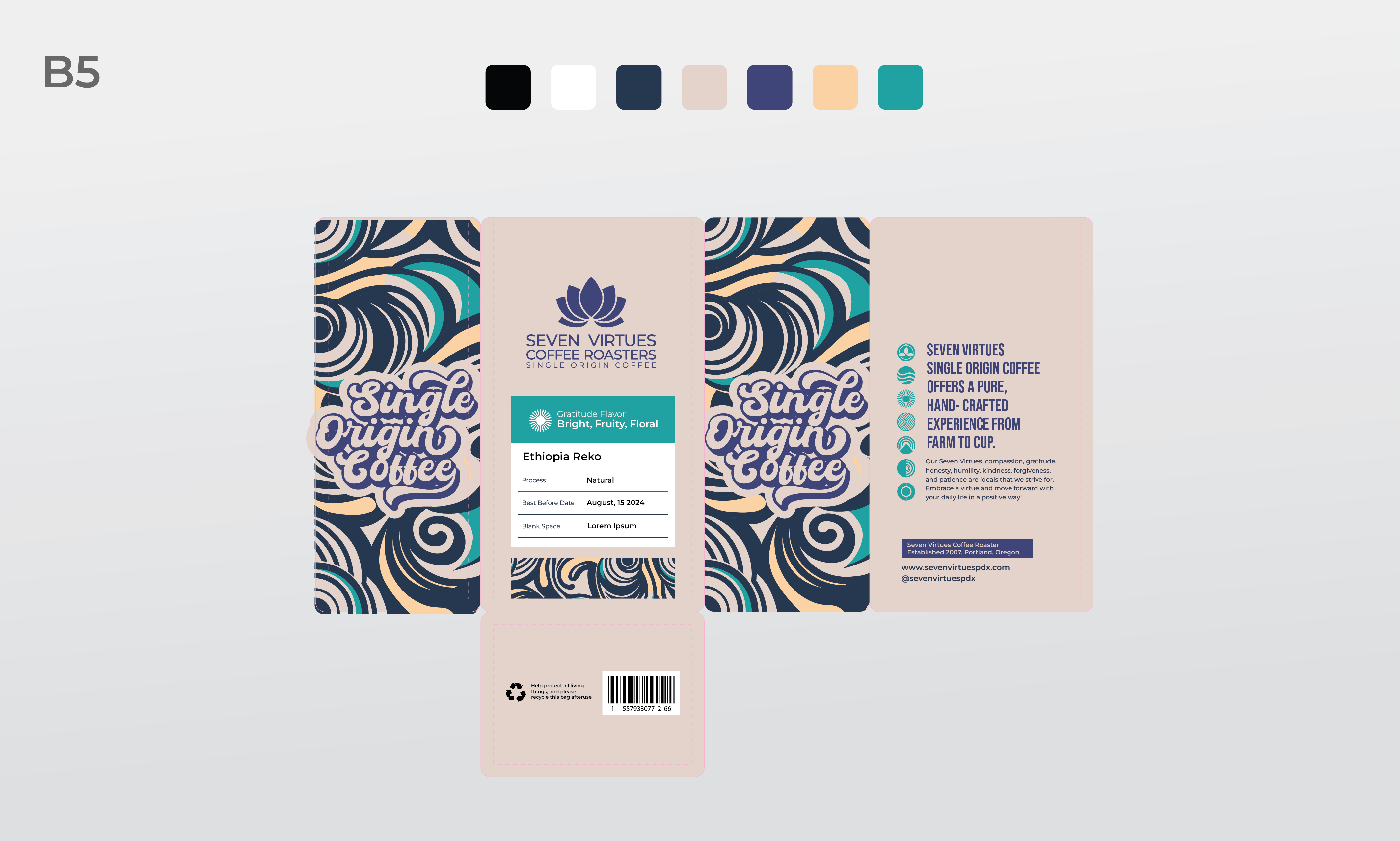 Packaging Design by Rosiana Design for Seven Virtues Coffee Roasters | Design #33453732