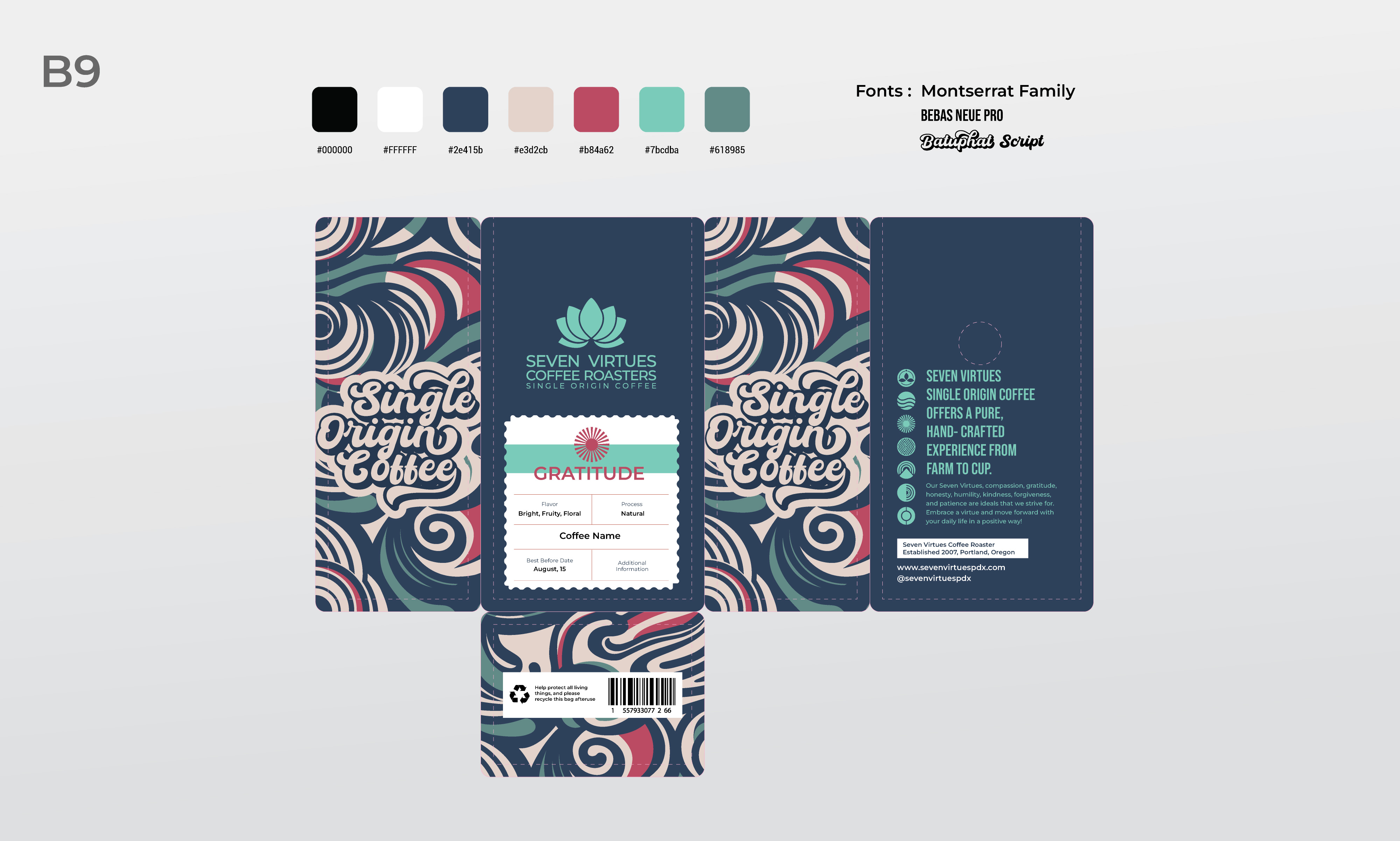 Design Emballage par Rosiana Design pour Seven Virtues Coffee Roasters | Design #33480681