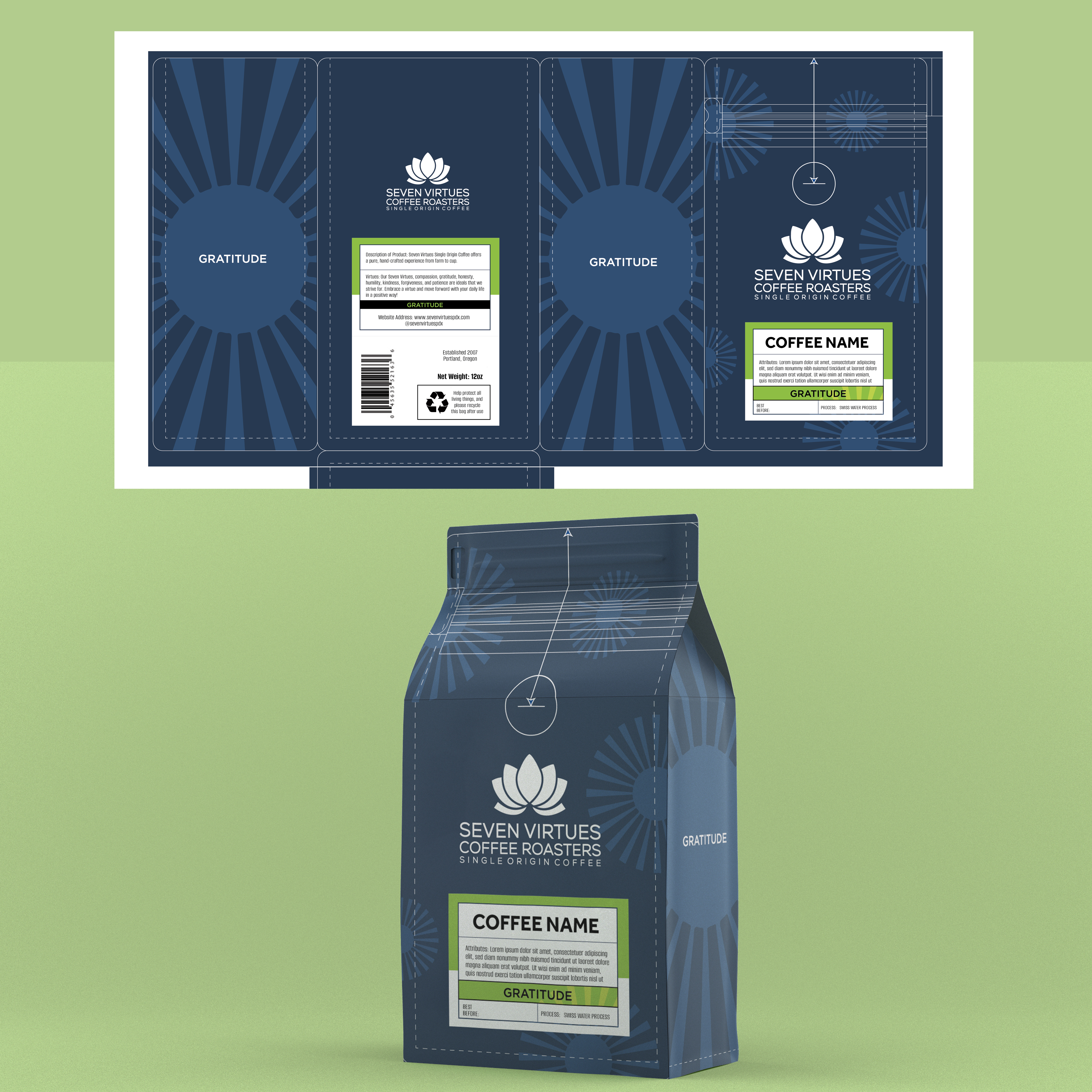 Packaging Design by Javelin Studio for Seven Virtues Coffee Roasters | Design #33461552