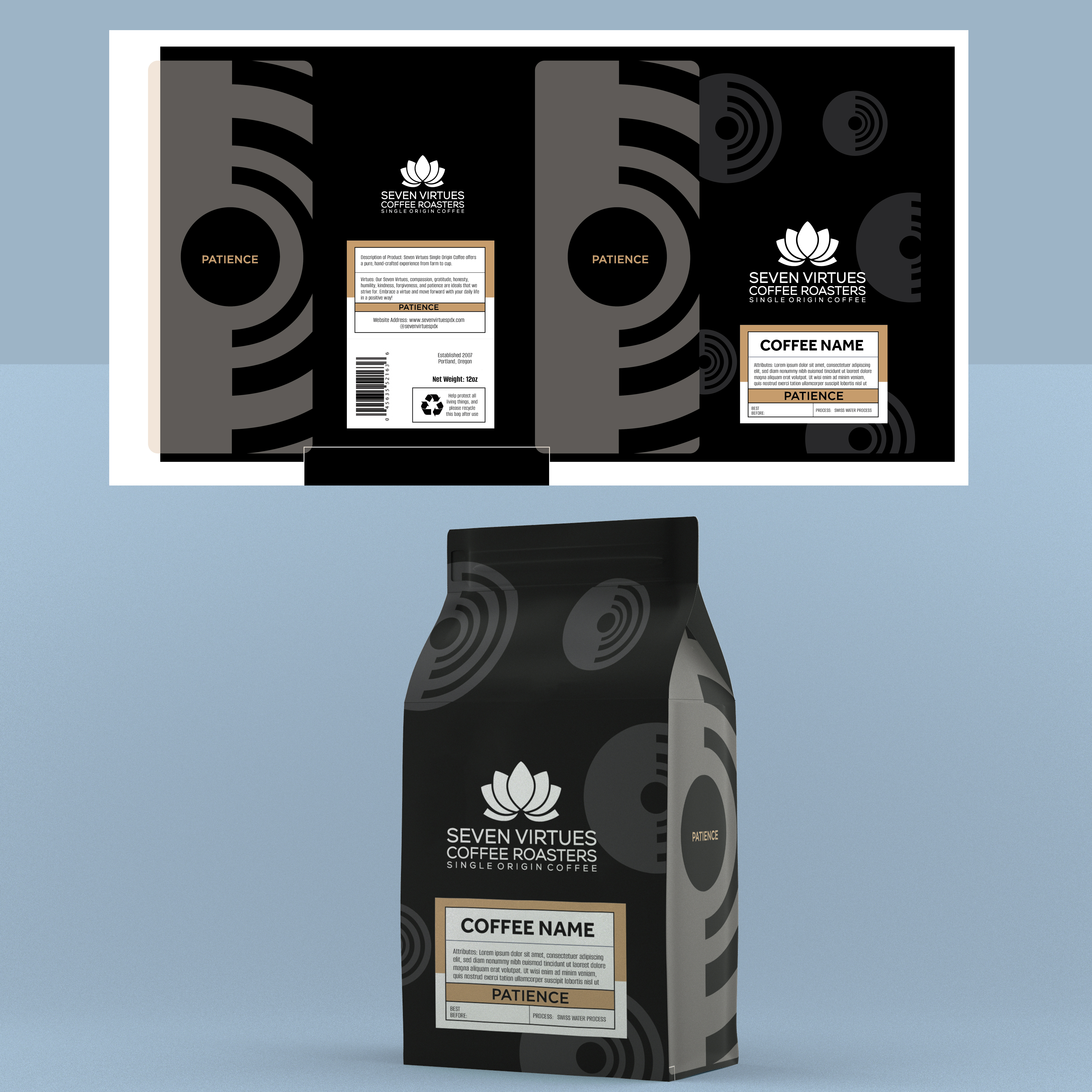 Packaging Design by Javelin Studio for Seven Virtues Coffee Roasters | Design #33461553