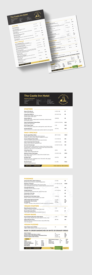 Menu Design by vcreatived for The Castle Inn Hotel | Design: #33438235