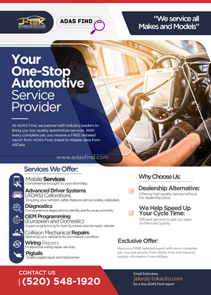 Flyer Design by ManjulaART for J-TEK AUTOMOTIVE SOLUTIONS | Design: #33457497