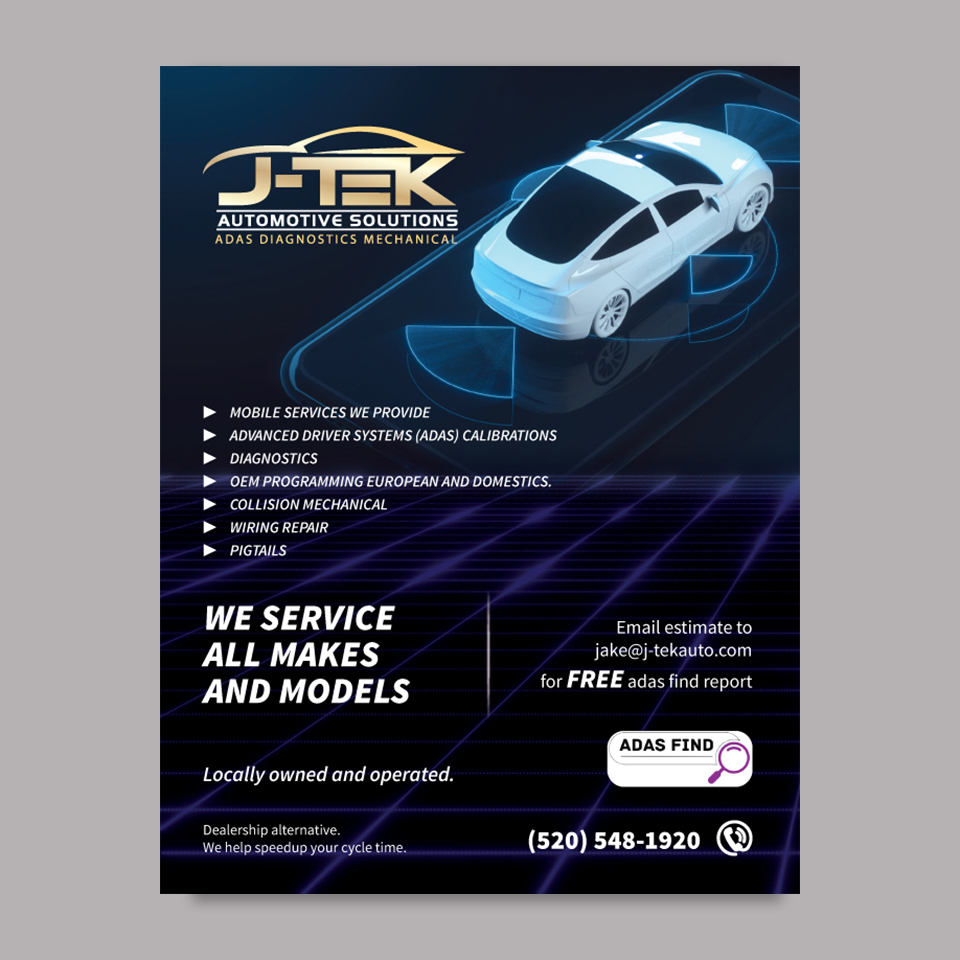 Flyer Design by YourLogoMaster for J-TEK AUTOMOTIVE SOLUTIONS | Design #33455918