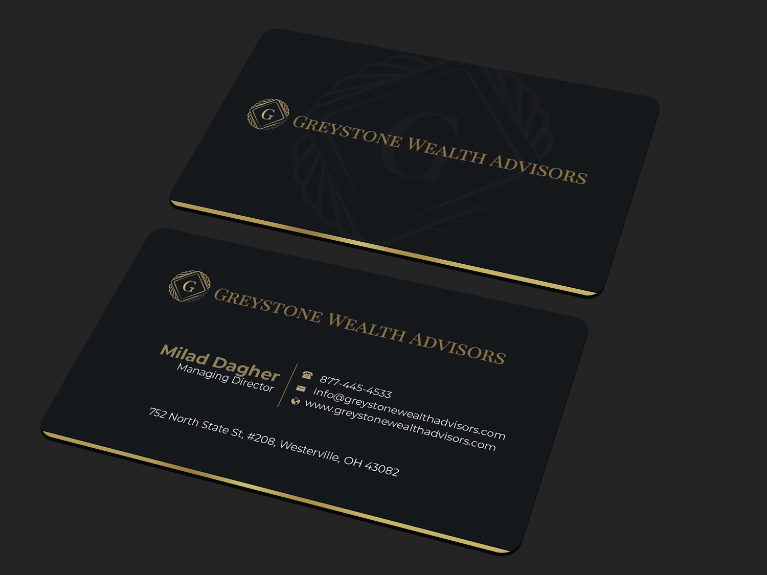 Business Card Design by Graphixpointt for Greystone Wealth Advisors | Design #33443045
