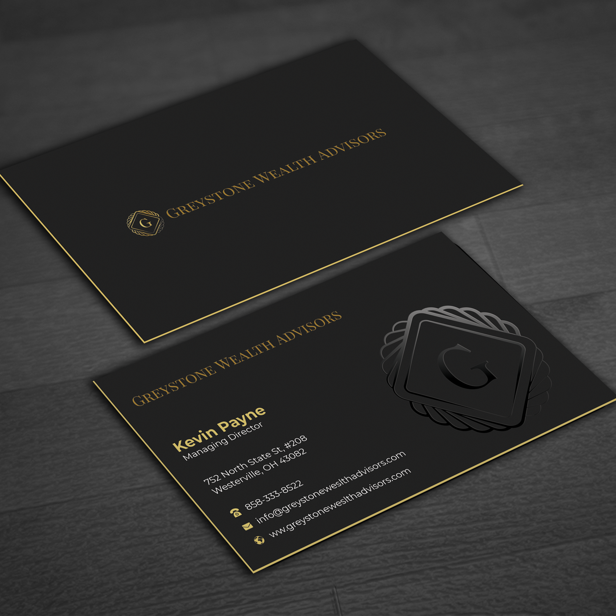 Visitenkarten-Design von Graphixpointt für Greystone Wealth Advisors | Design #33443205