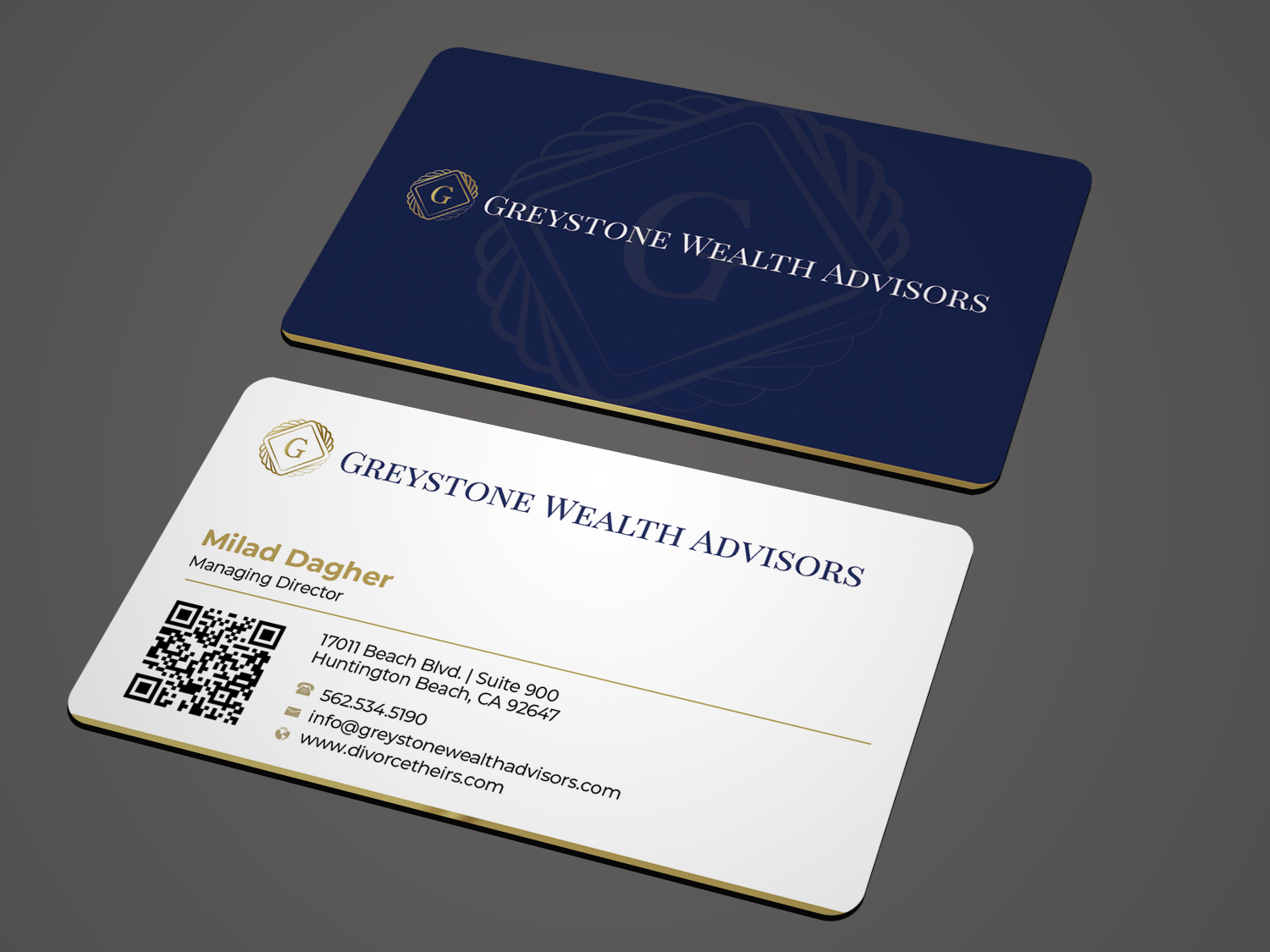 Visitenkarten-Design von Graphixpointt für Greystone Wealth Advisors | Design #33443257