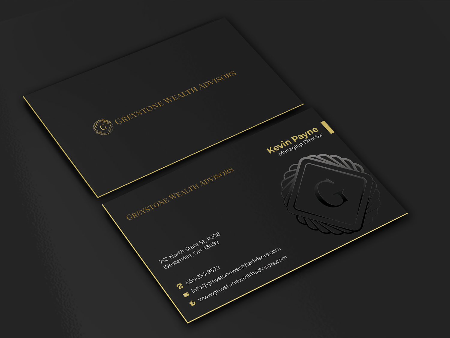 Visitenkarten-Design von Graphixpointt für Greystone Wealth Advisors | Design #33443423